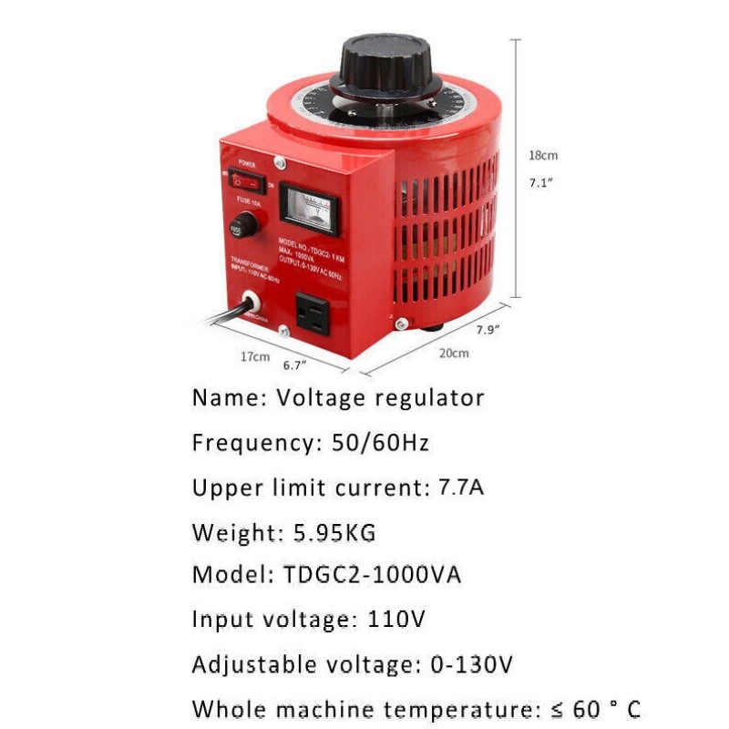 Variac Metered Variable Voltage Regulator Single Phase 0.5/1/2/3KVA 220V 0-300V