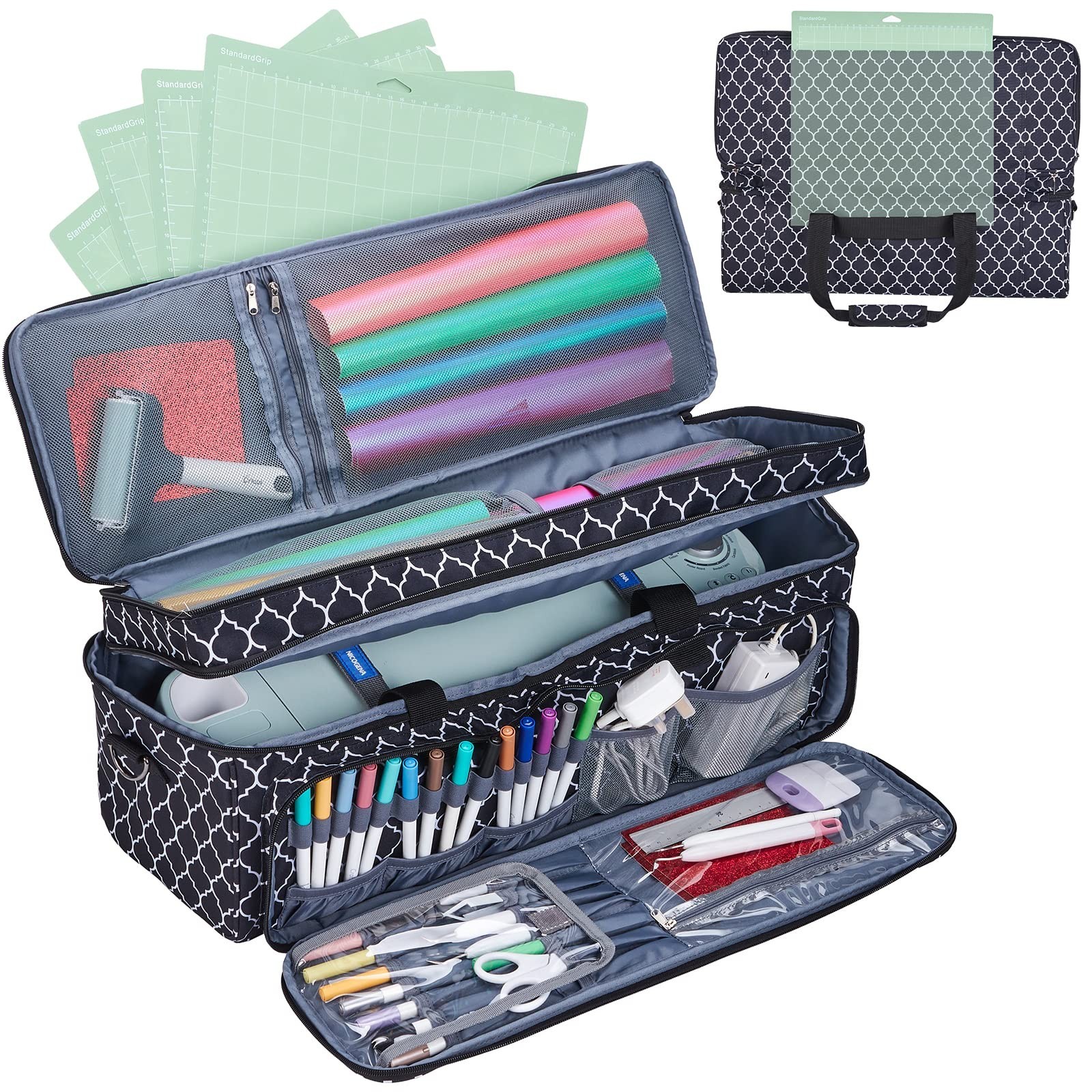 NICOGENA Double Layer Carrying Case with Mat Pocket for Cricut Maker 3, Explo...