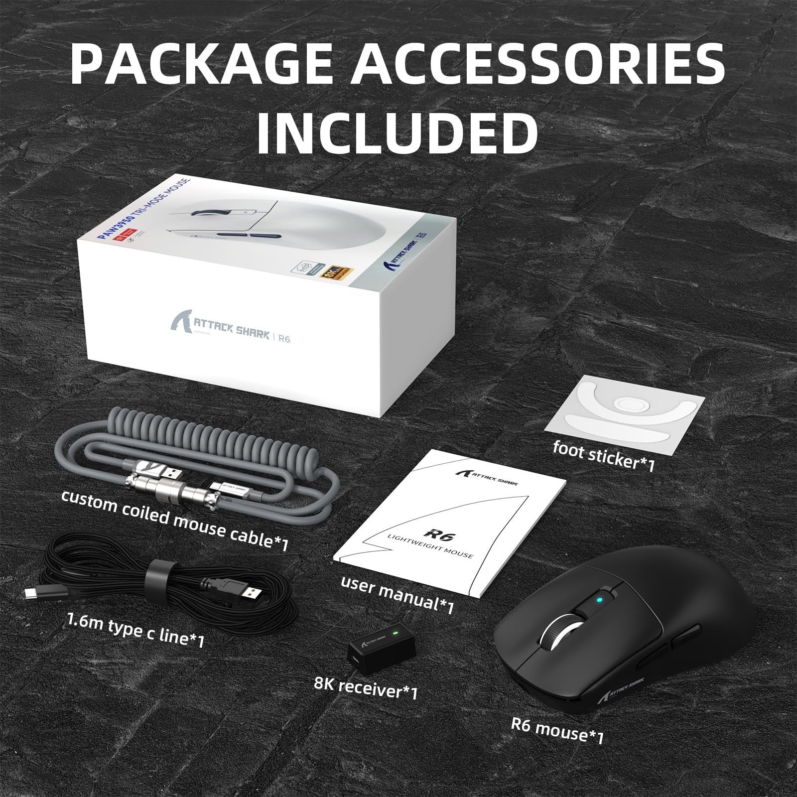 Attack Shark R6 39g Wireless 8K Mouse Black