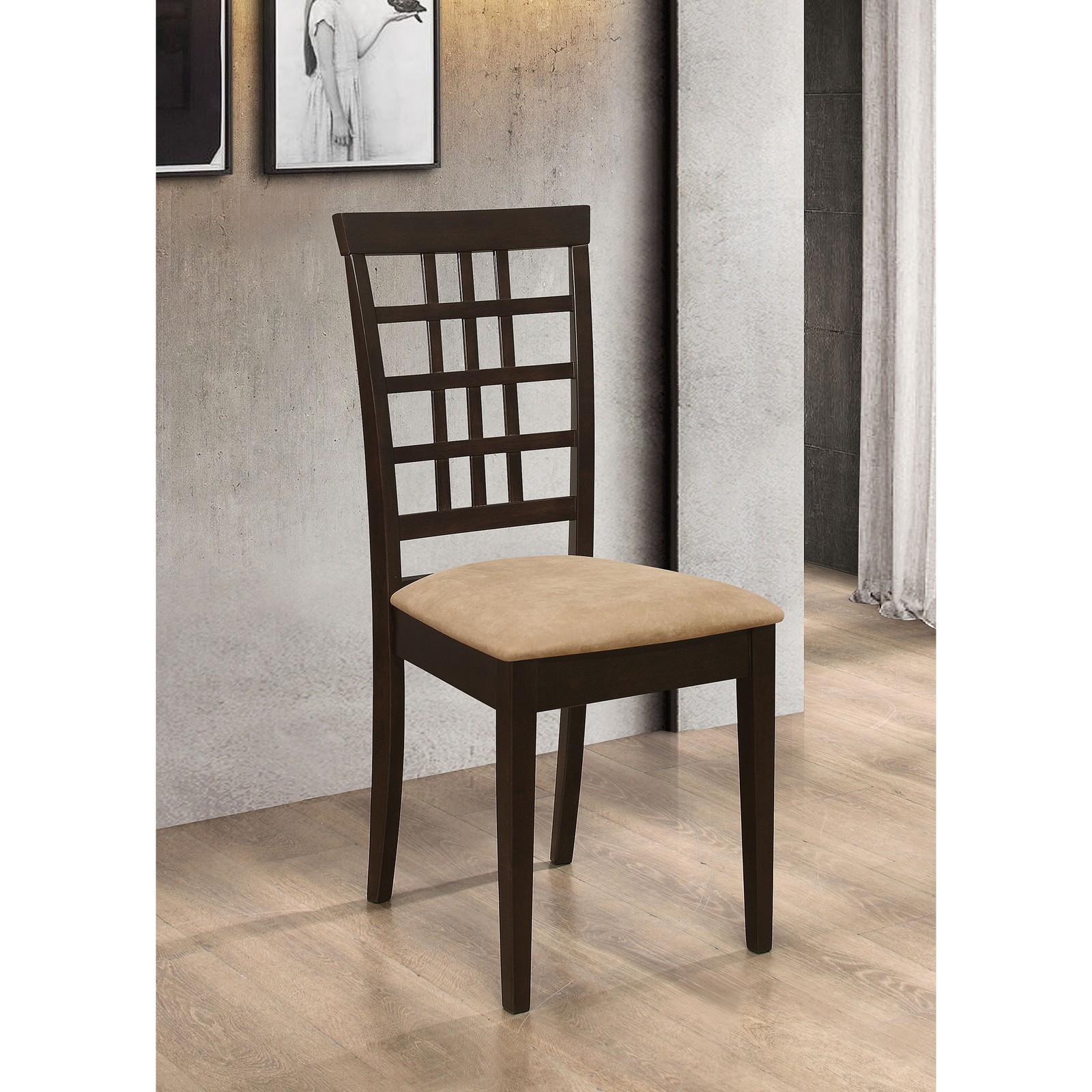 Cappuccino and Beige Lattice Back Side Chair