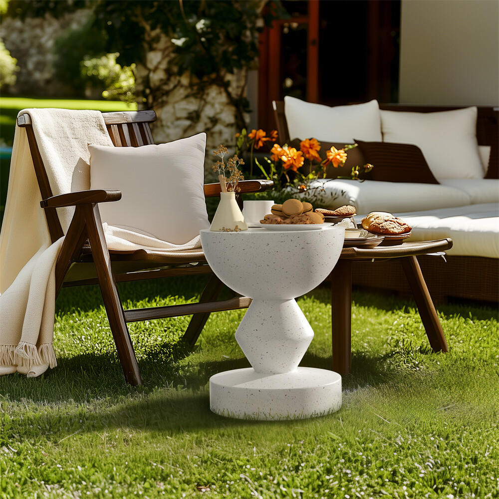 Concrete Side Table Modern End Table Compact Accent Table Indoor and Outdoor Use