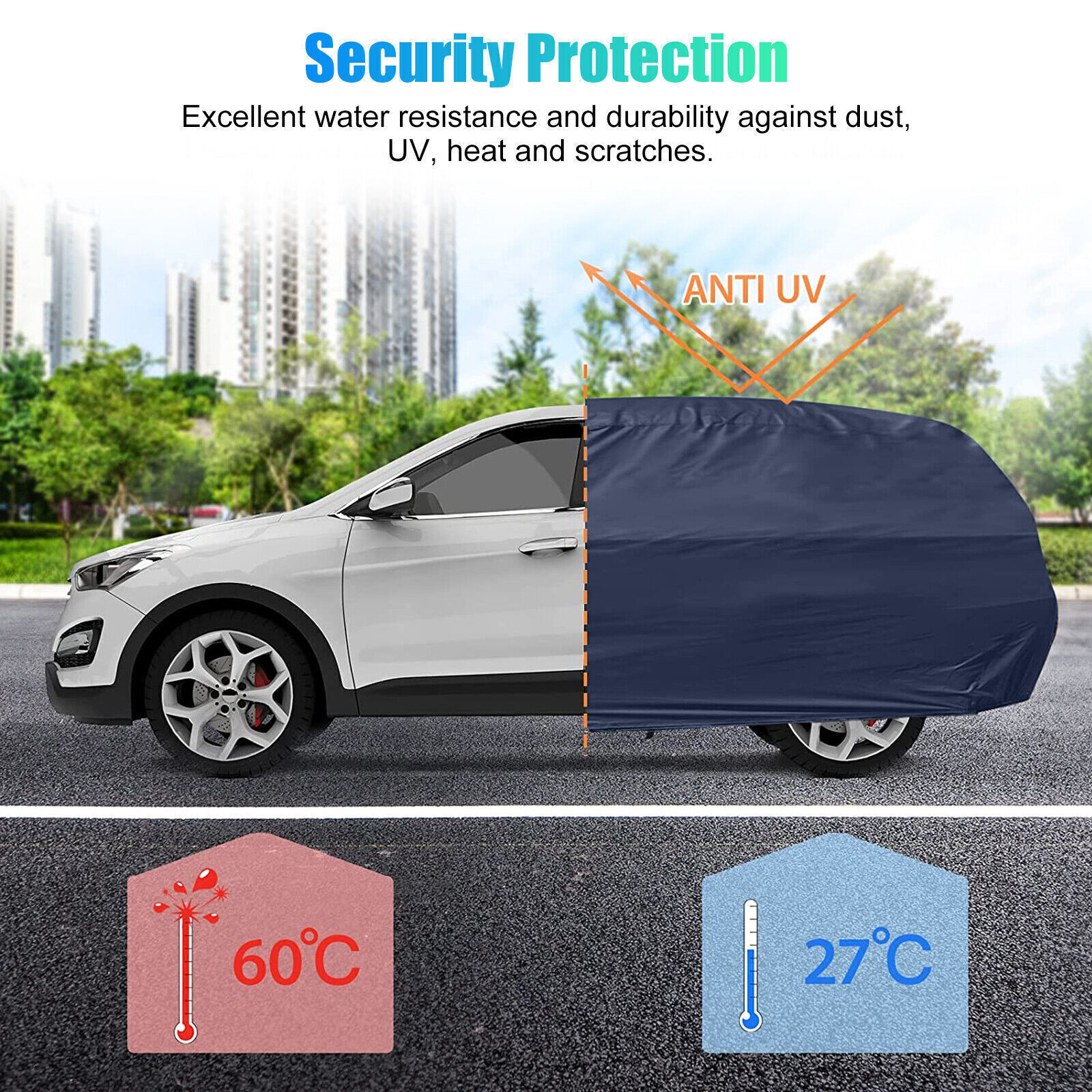 Full Car Cover Waterproof All Weather Protection Anti-UV Rain Snow Anti Scratch