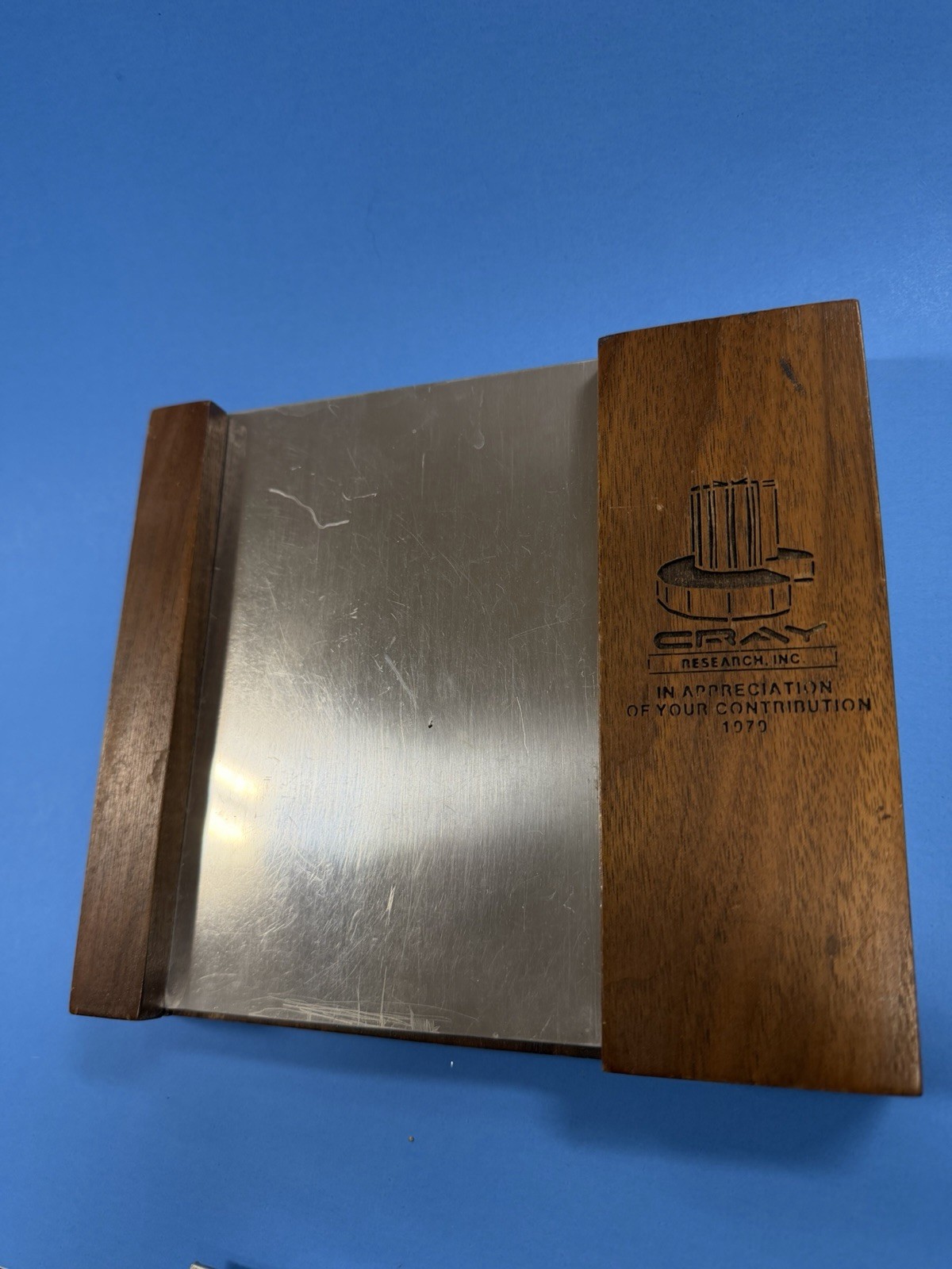 Vintage Cray Research Supercomputer Mahogany Wall Plaque Adv  Bin B