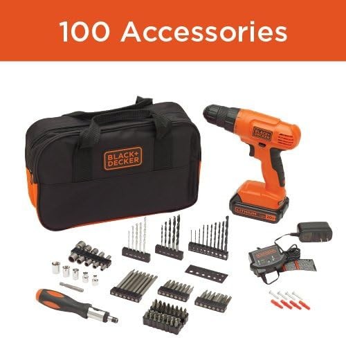 BLACK+DECKER 20V Drill Driver Kit 100pc - Lithium Ion Cordless BDC120VA100