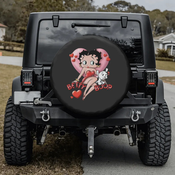 Cute Cartoon Betty Boop Heart PVC Leather Spare Tire Cover