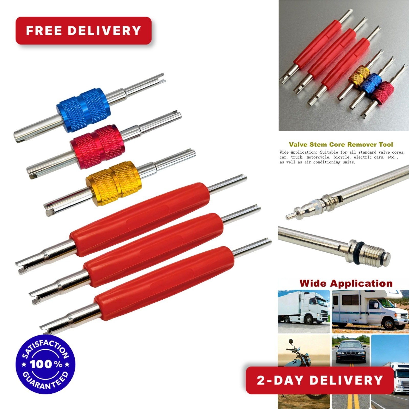 Valve Core Removal Tool Set 6 Pc HVAC R134A R12 R22 R32 R410A