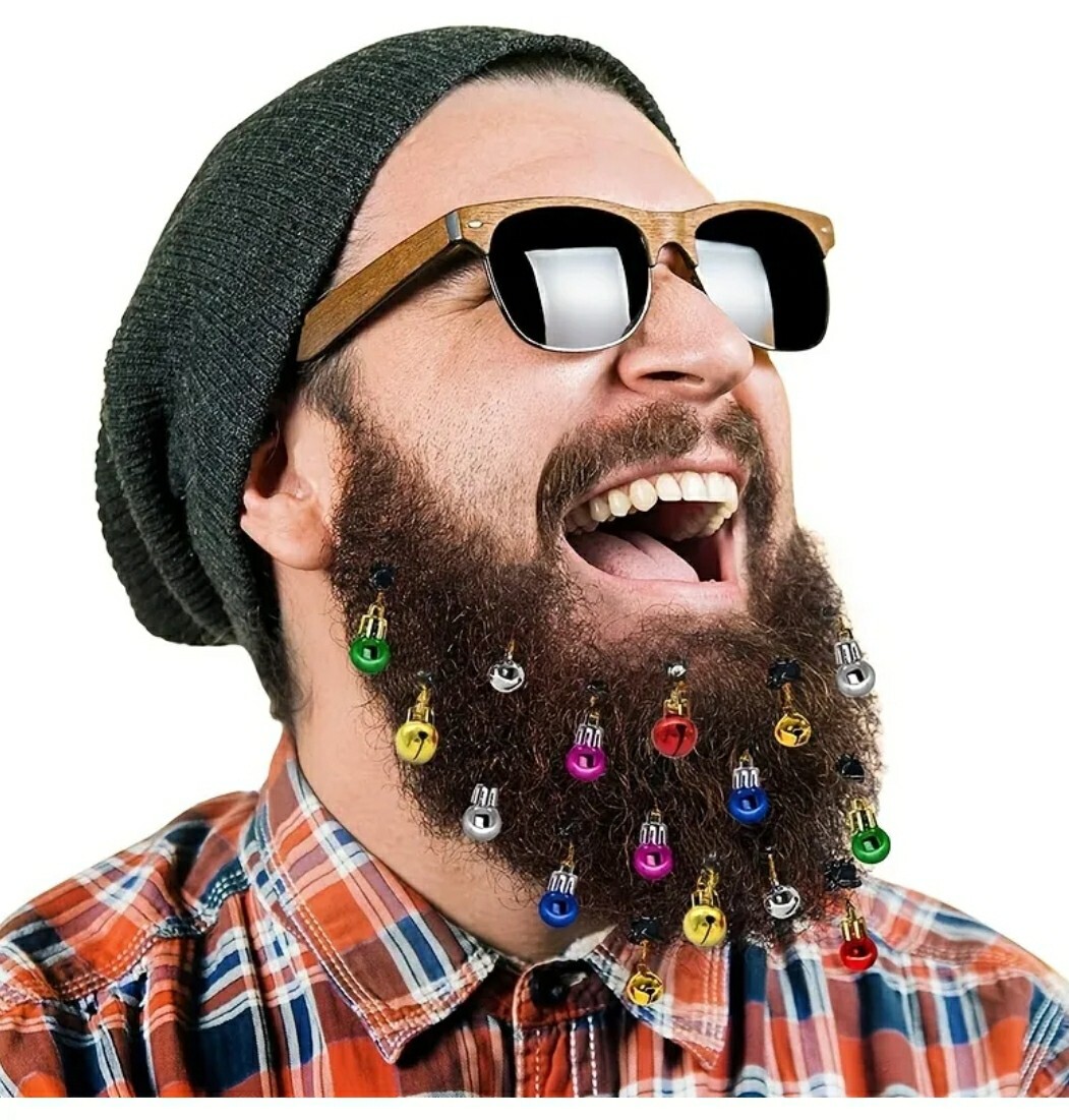 New 12pcs Beard Ornaments Christmas Beard Bells Baubles clips