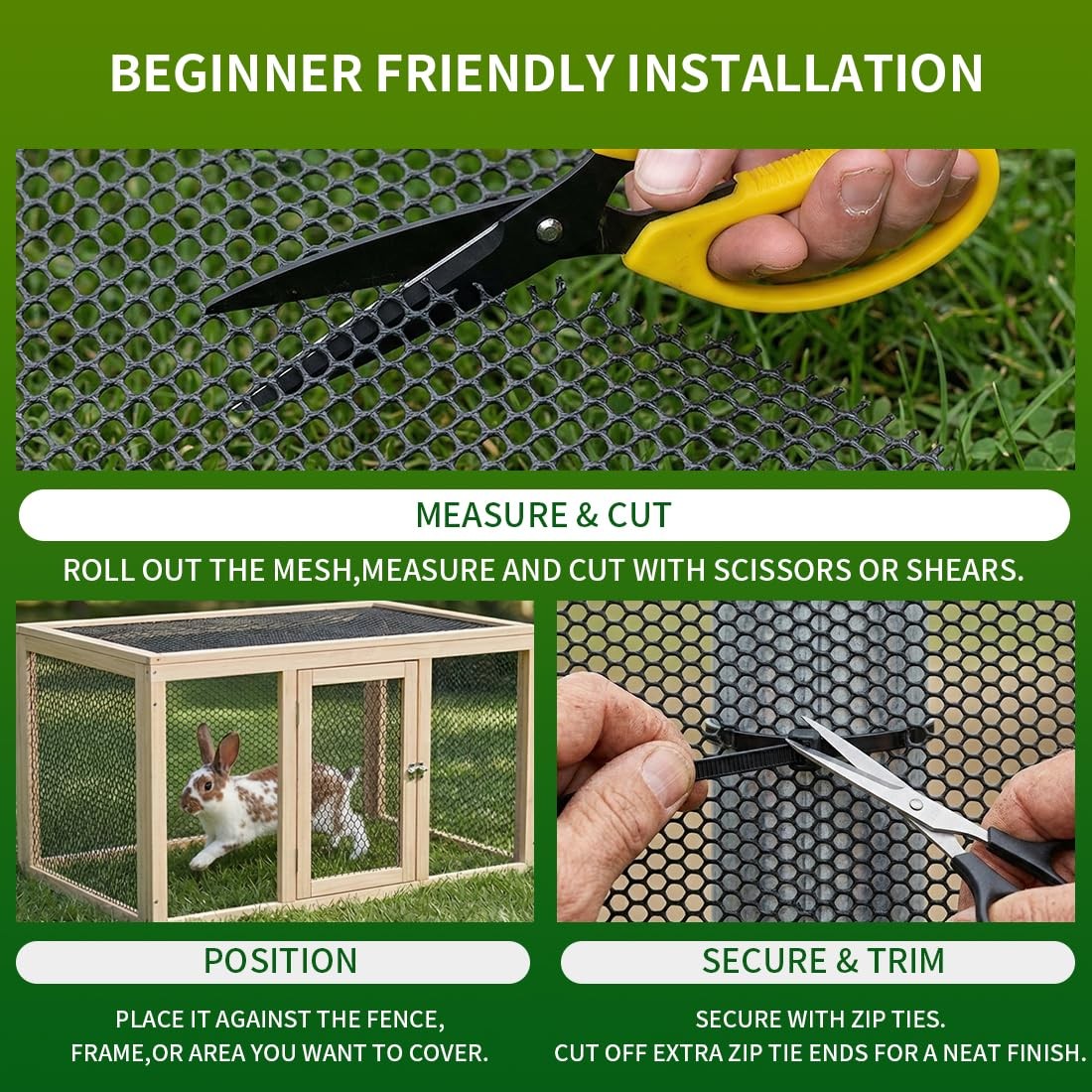 Plastic Chicken Wire Mesh Fence,Plastic Roll 16INx10FT, Black