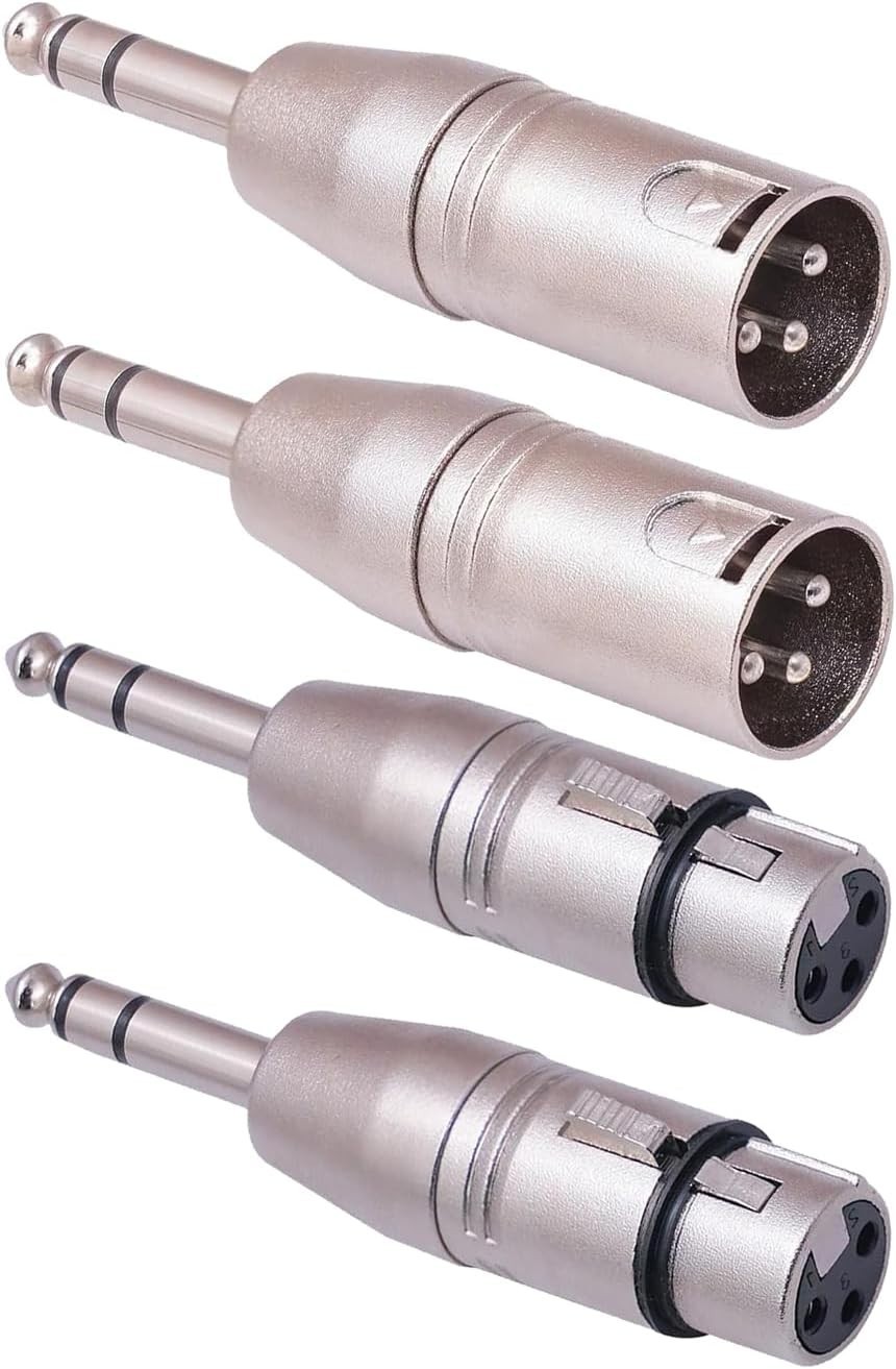 " 1/4"" TRS to XLR Adapter 4 Pack - Male/Female 6.35Mm to XLR Adapters"