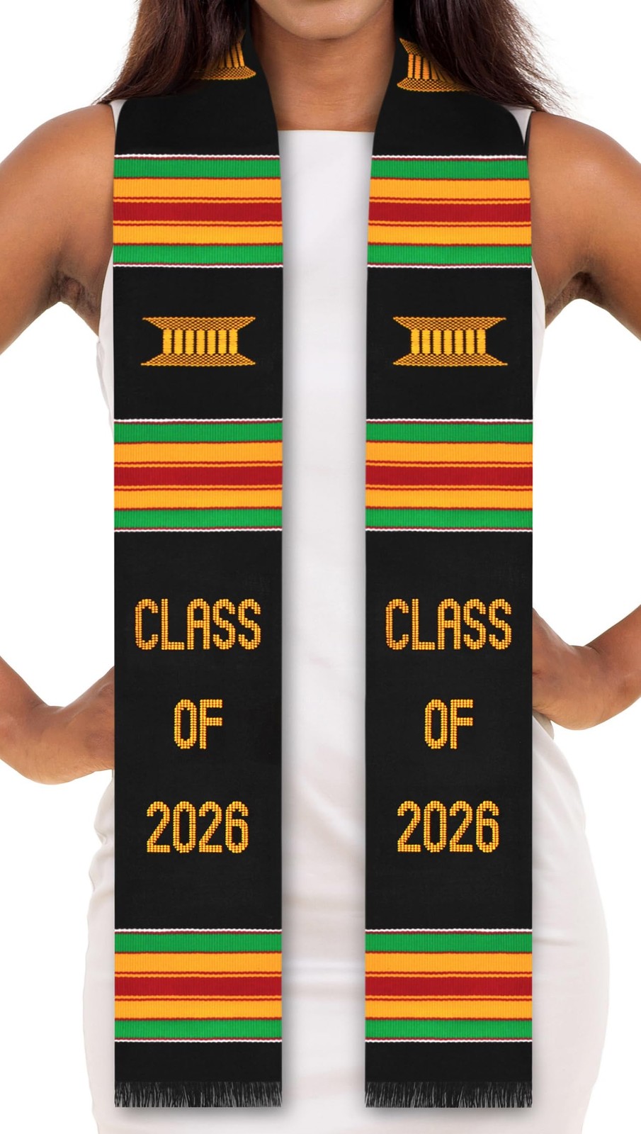 Class of 2026 Authentic Handwoven Kente Cloth Graduation Stole Sash Accessory