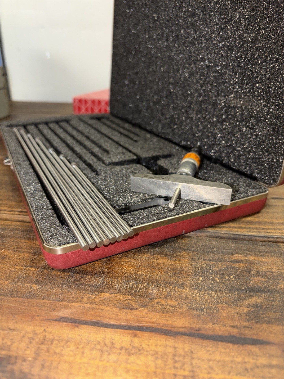 Starrett 445AZ-9RL Depth Micrometer Gage, 0-9" Range, Ratchet Thimble