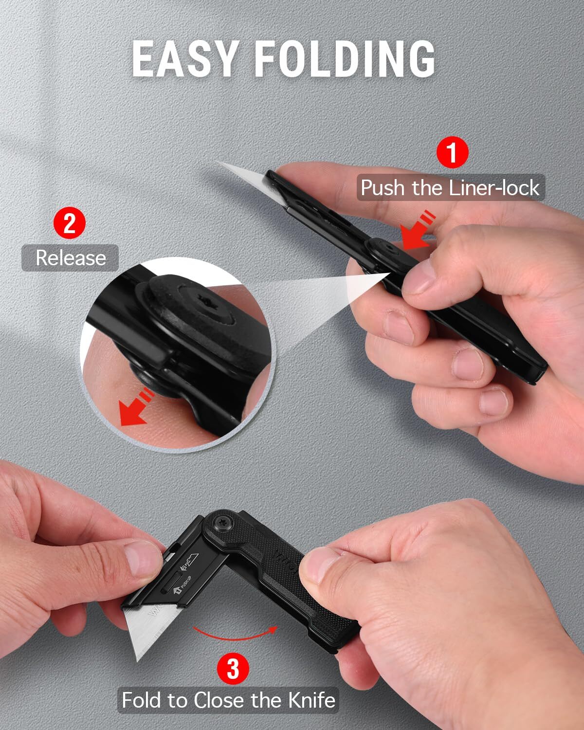 WORKPRO Folding Utility Knife with 10PC Extra SK5 Blades Quick Change Box Cutter