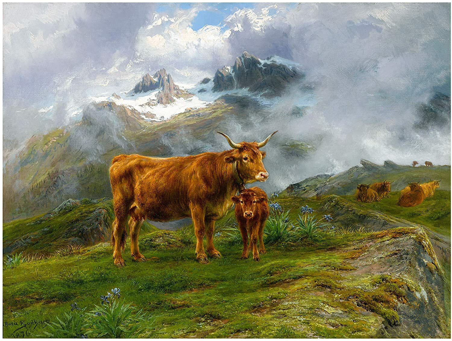 Cows Mountains R. Bonheur Tile Mural Kitchen Bathroom Backsplash Marble Ceramic