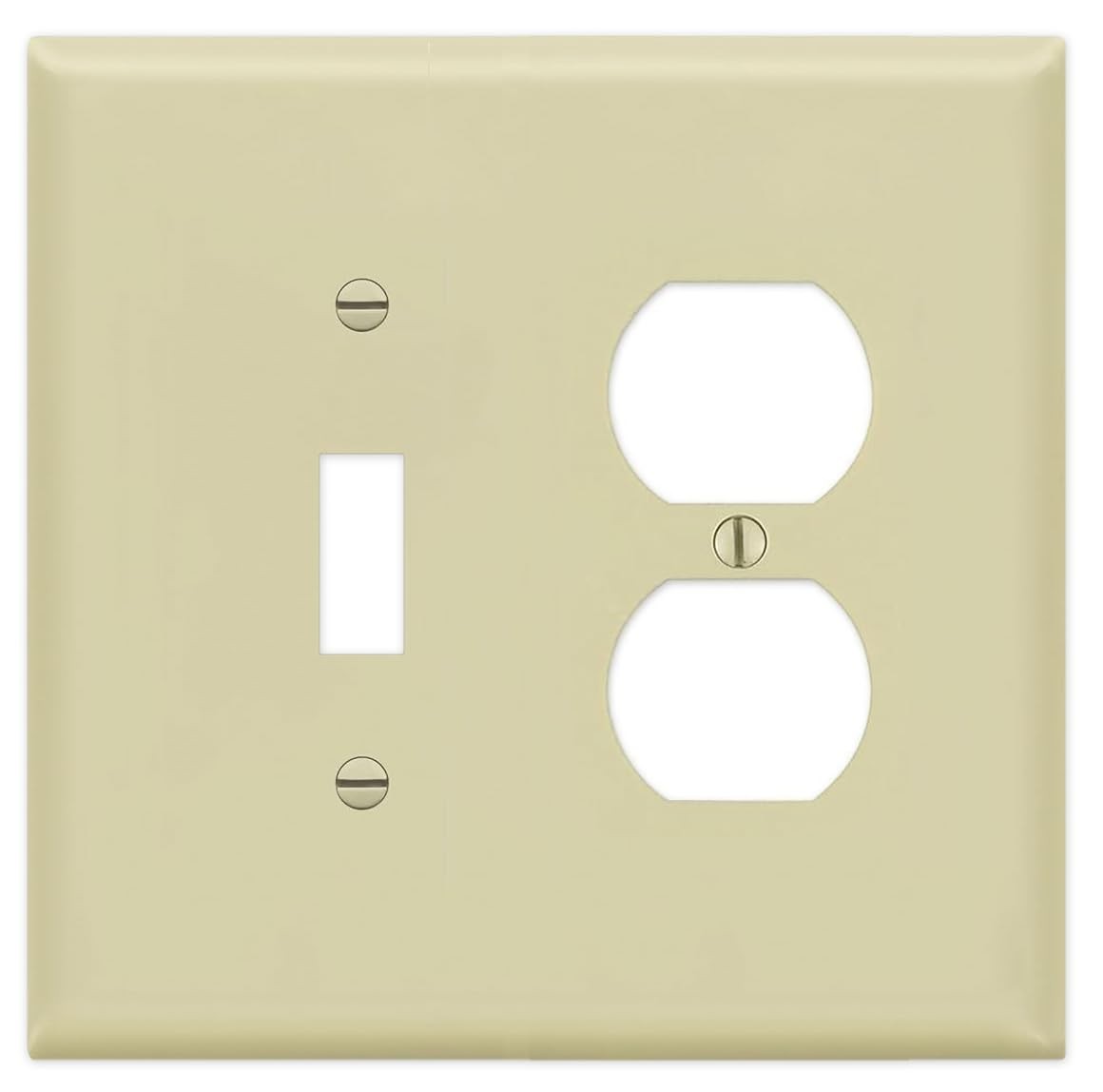 2 Gang Combo Beige Thermoset Plastic Wall Plate - (1) Combo: Outlet / Toggle