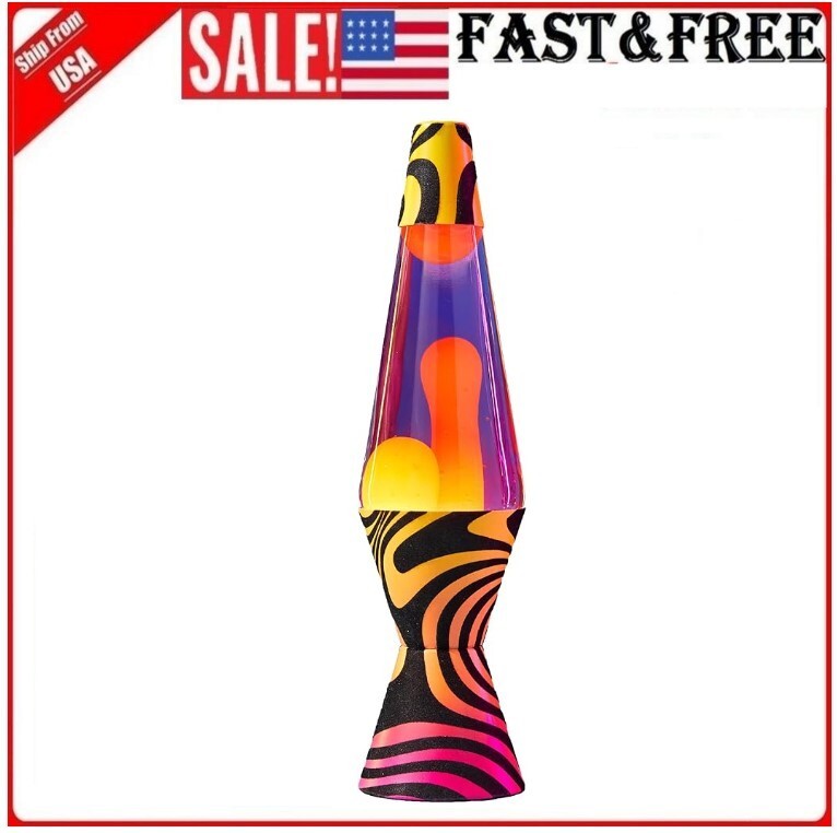 Lamp - 14.5'' Flocked Base -The Original Motion Light - Yellow Wax Purple Liquid