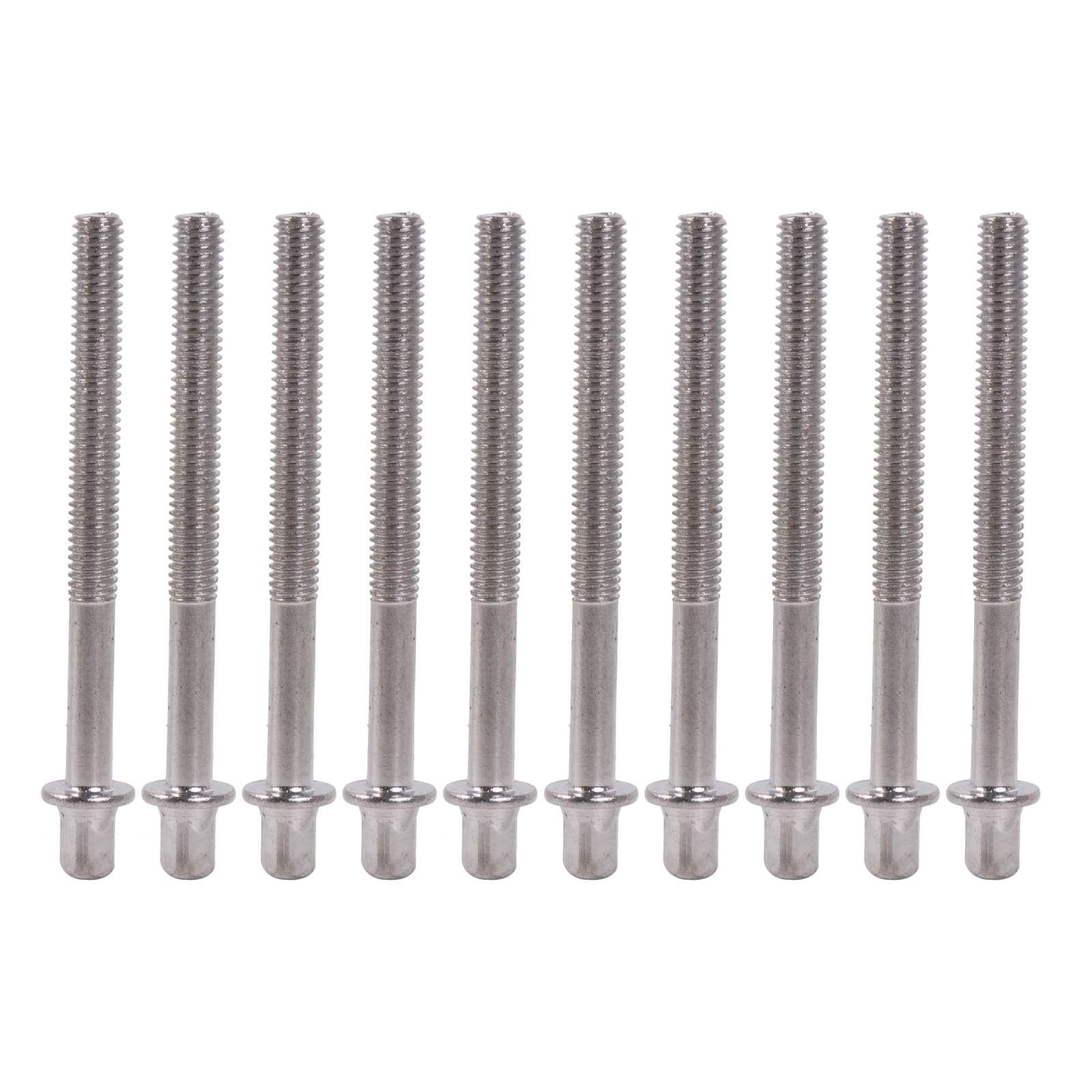 10-PCS Drum Tension Rods 2.52-inch Silver Metal Percussion Screws M6 Thread
