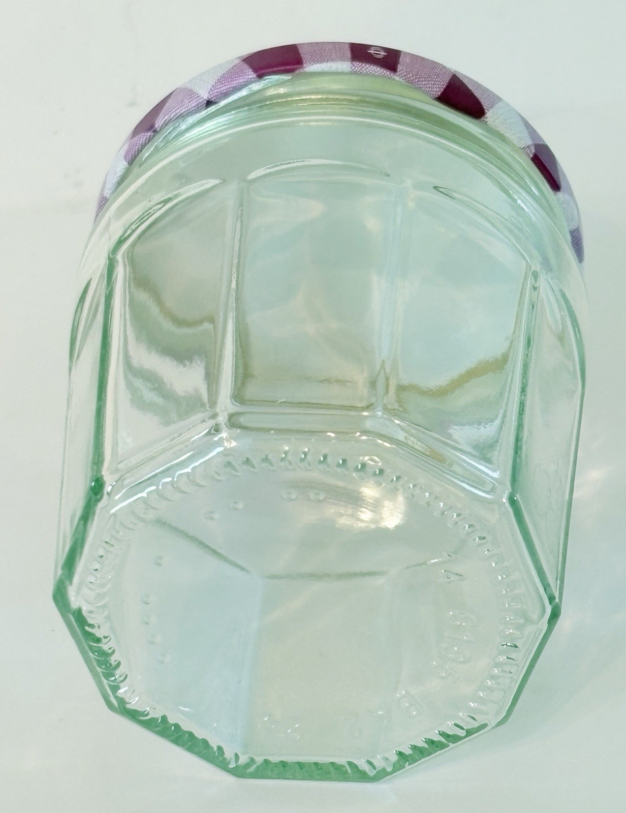 Bonne Maman Empty Jar Gingham Purple Lid 3.5" Tall