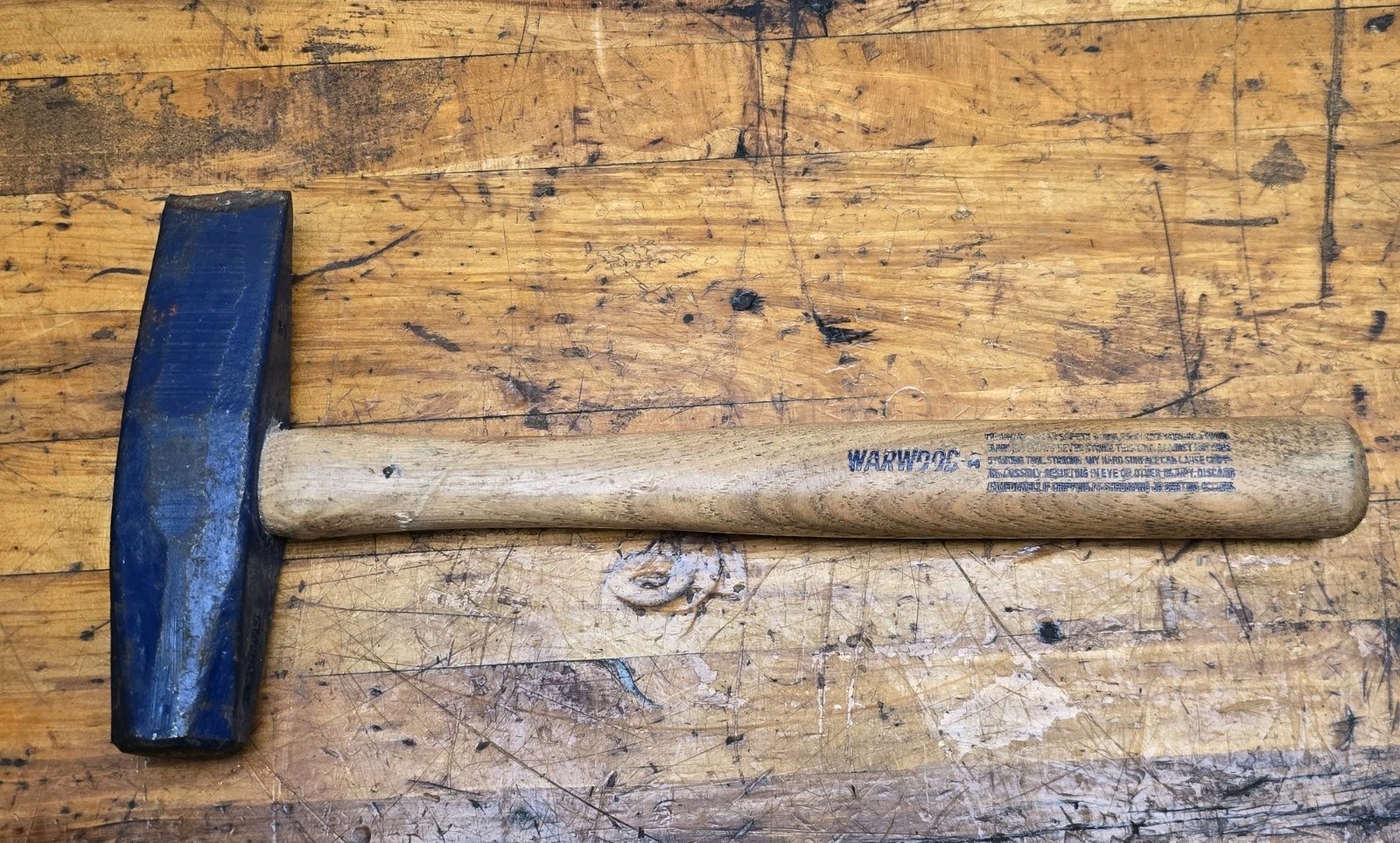 Vintage WARWOOD 3 Lb. Blacksmith's Straight Peen Hot Cut Hammer