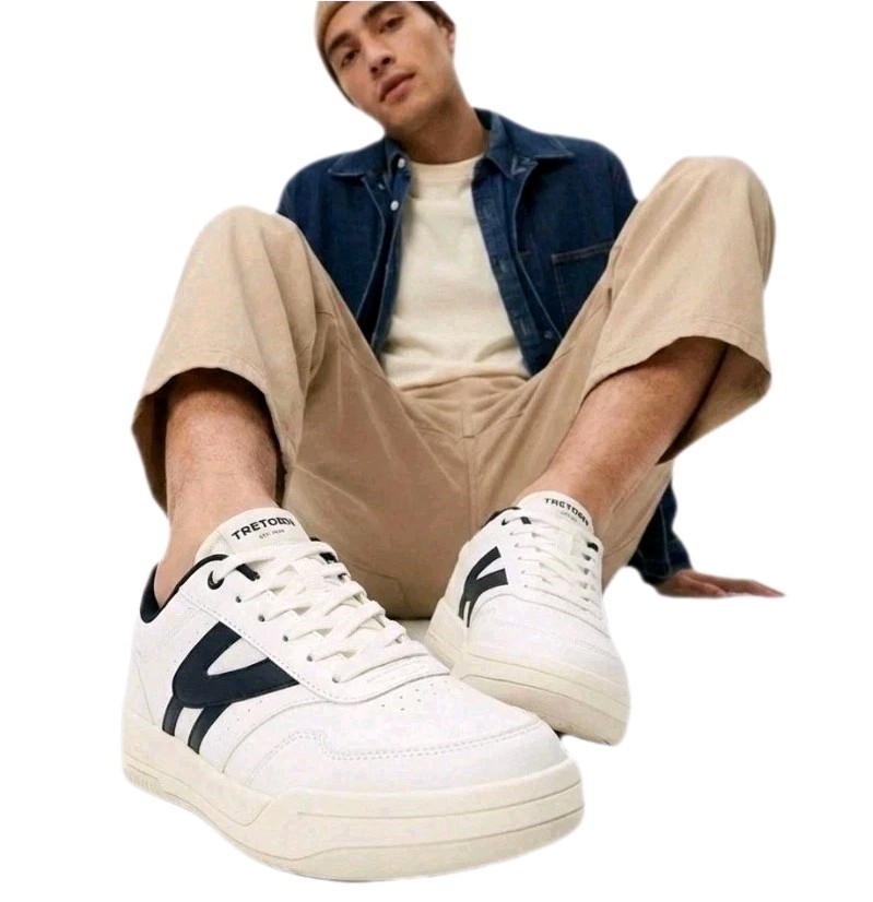 Tretorn Men's Retro Vibe Sneakers Ortholite White Navy Lace-Up Size 10.5 NIB