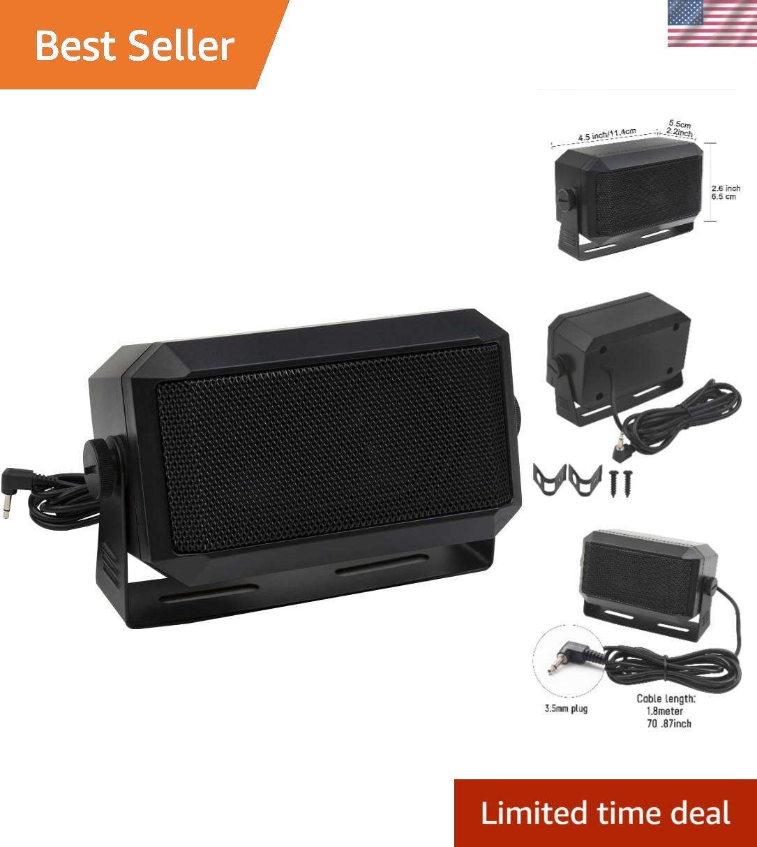5W Rectangular Communications Speaker for Ham & CB Radios - Black
