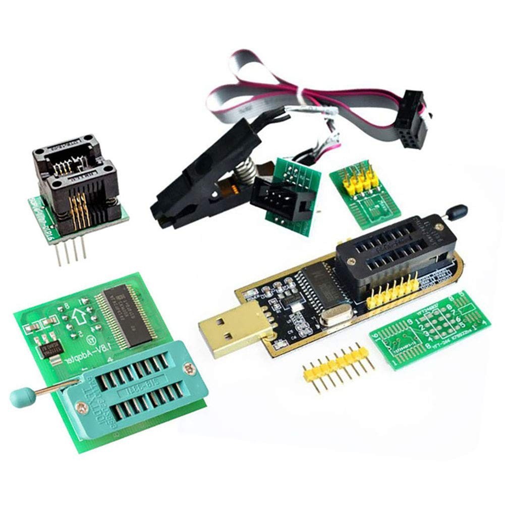 USB EEPROM BIOS Programmer CH341A with SOIC8 Clip & 1.8V Adapter for 24/25 Flash