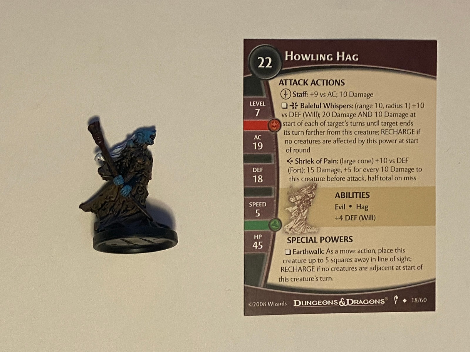 DUNGEONS OF DREAD HOWLING HAG card #18/60 Dungeons & Dragons D&D Miniatures