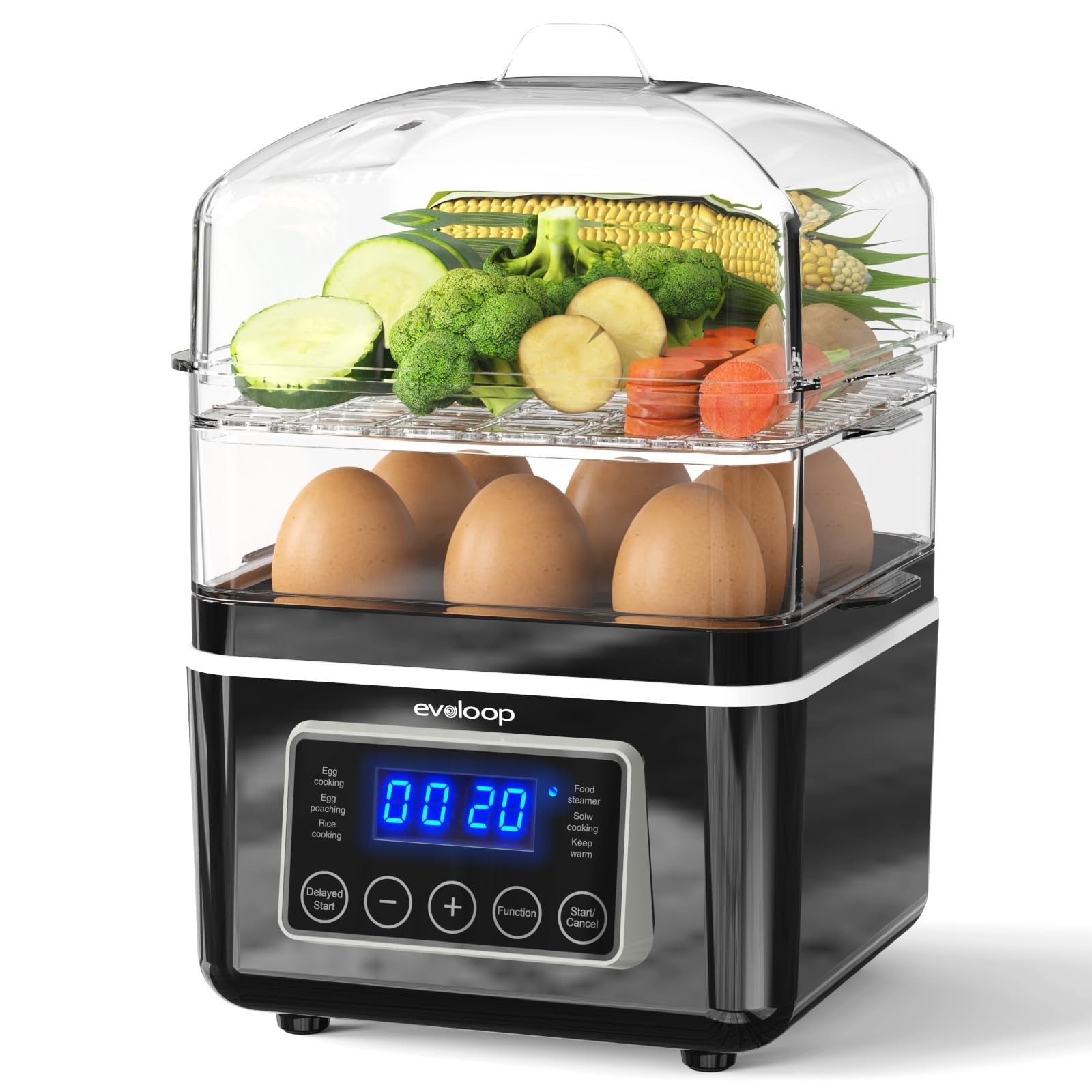 2 Tiers Electric Food Steamer for Cooking, 4 QT Digital Multi Veget... Fast Ship