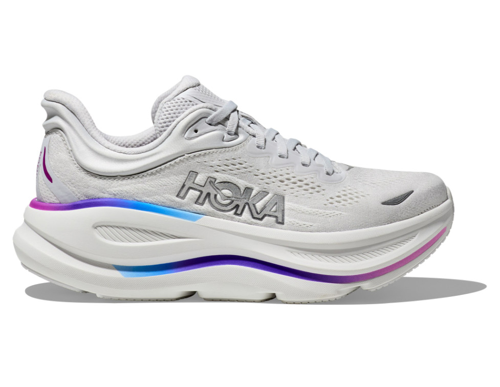 HOKA Bondi 9 Road-Running Shoes - Women's,Color : Cosmic Grey-White, New