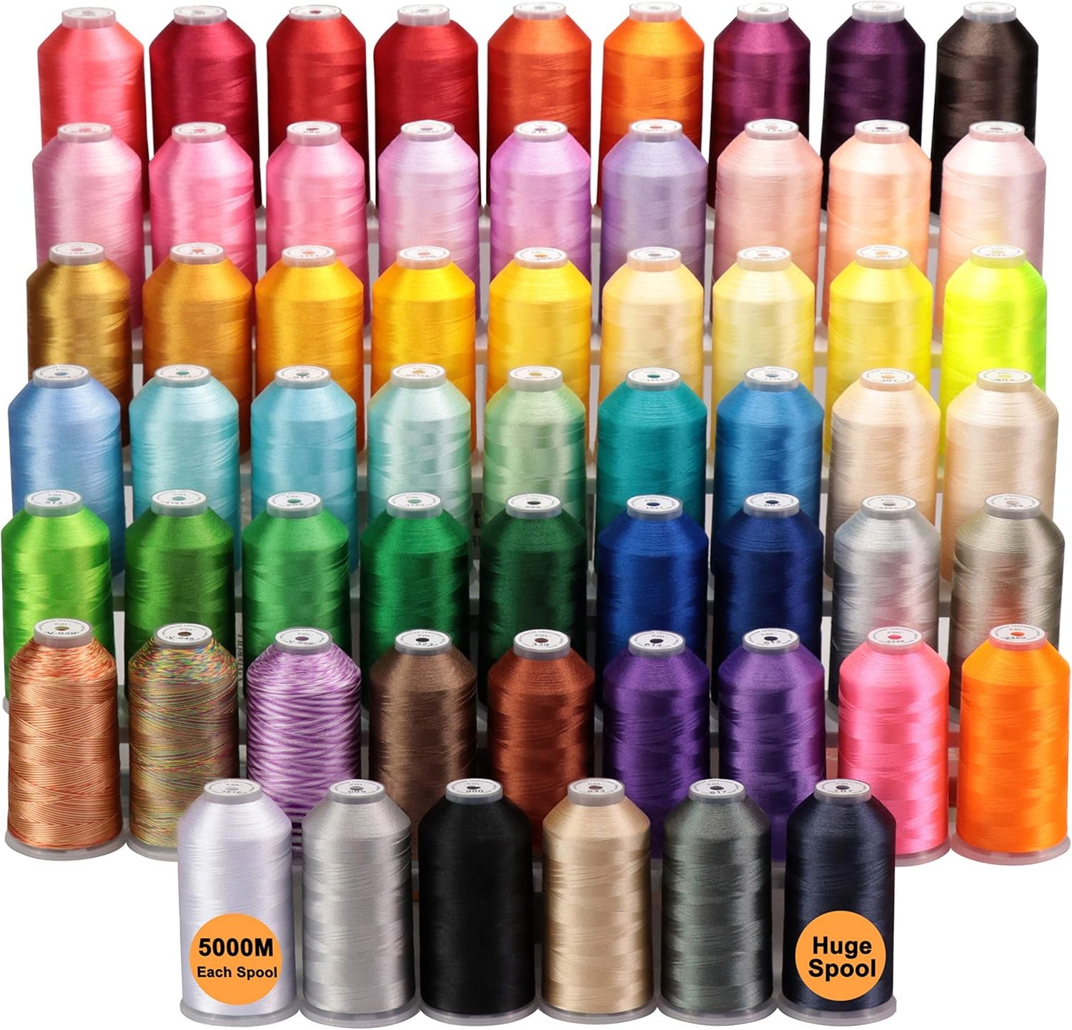 60 Colors 5000M Embroidery Machine Thread Spool Set