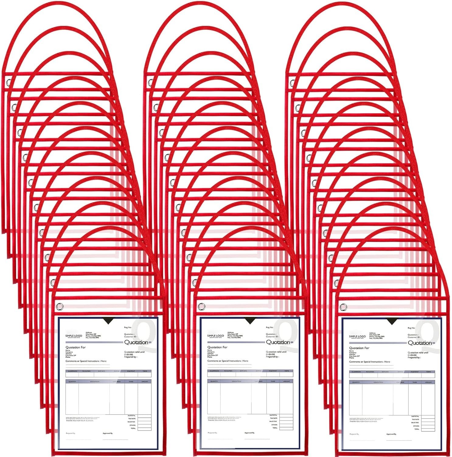 50 Pack Job Ticket Holders Work Order Pockets for 9 X 12 Inch Hanging Sleeve Pla