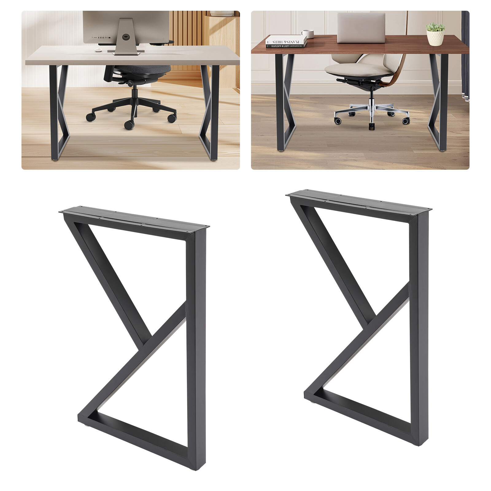 2PCS Industrial Desk Legs, 200kg Load Furniture Metal Legs, K-Shaped Table Legs