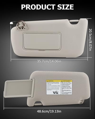 Left Driver Side Sun Visor with Lighted Mirror Compatible with 2013-2019 LEFT