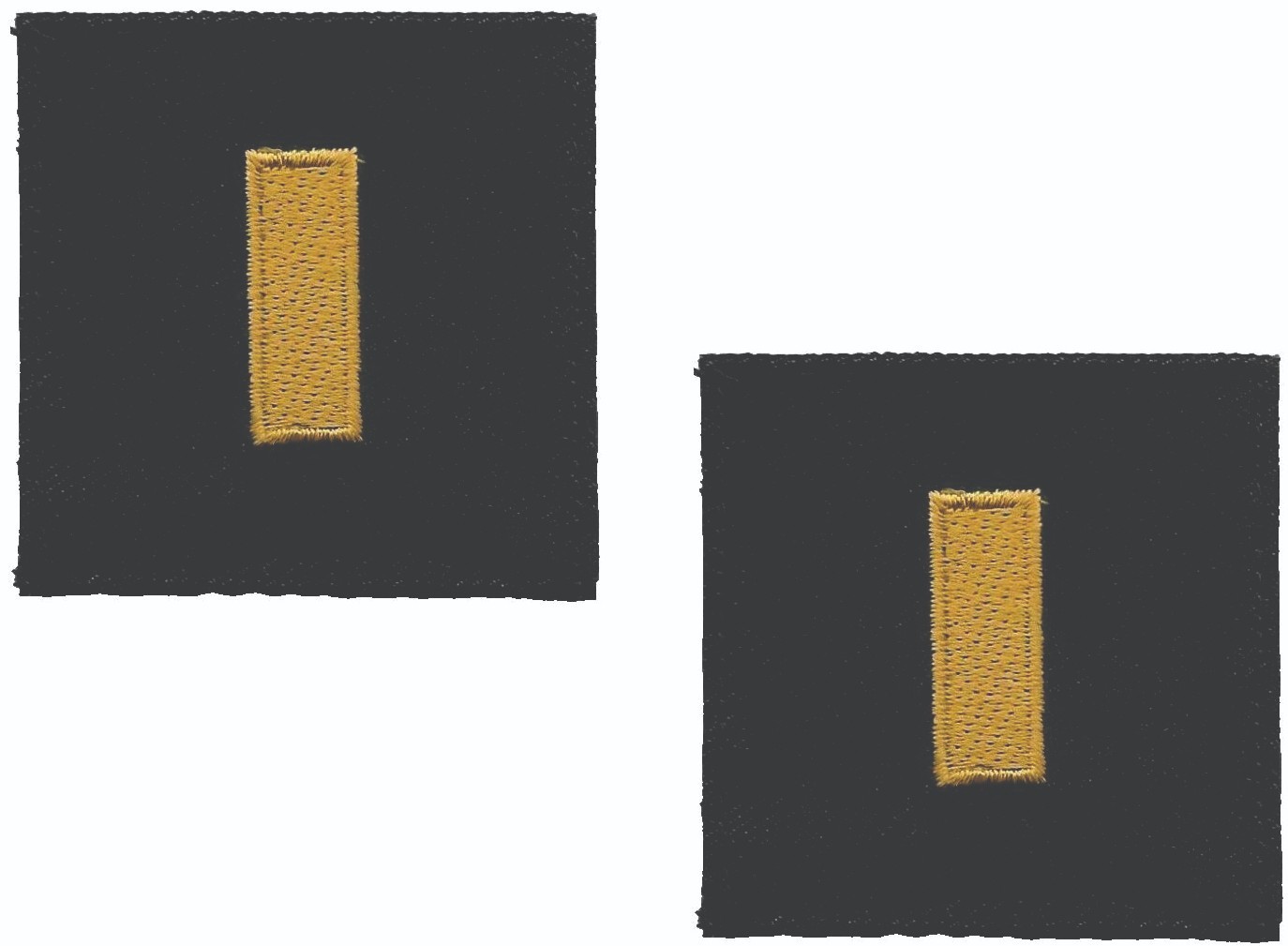 2nd Lieutenant Rank Patch Set of 2 Hook Back Black Gold 2" Insignia
