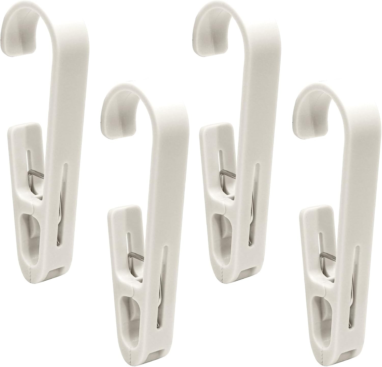 Uenhoy Large Laundry Hooks with Clips 4 Pcs Clothes Pins Heavy Duty, White