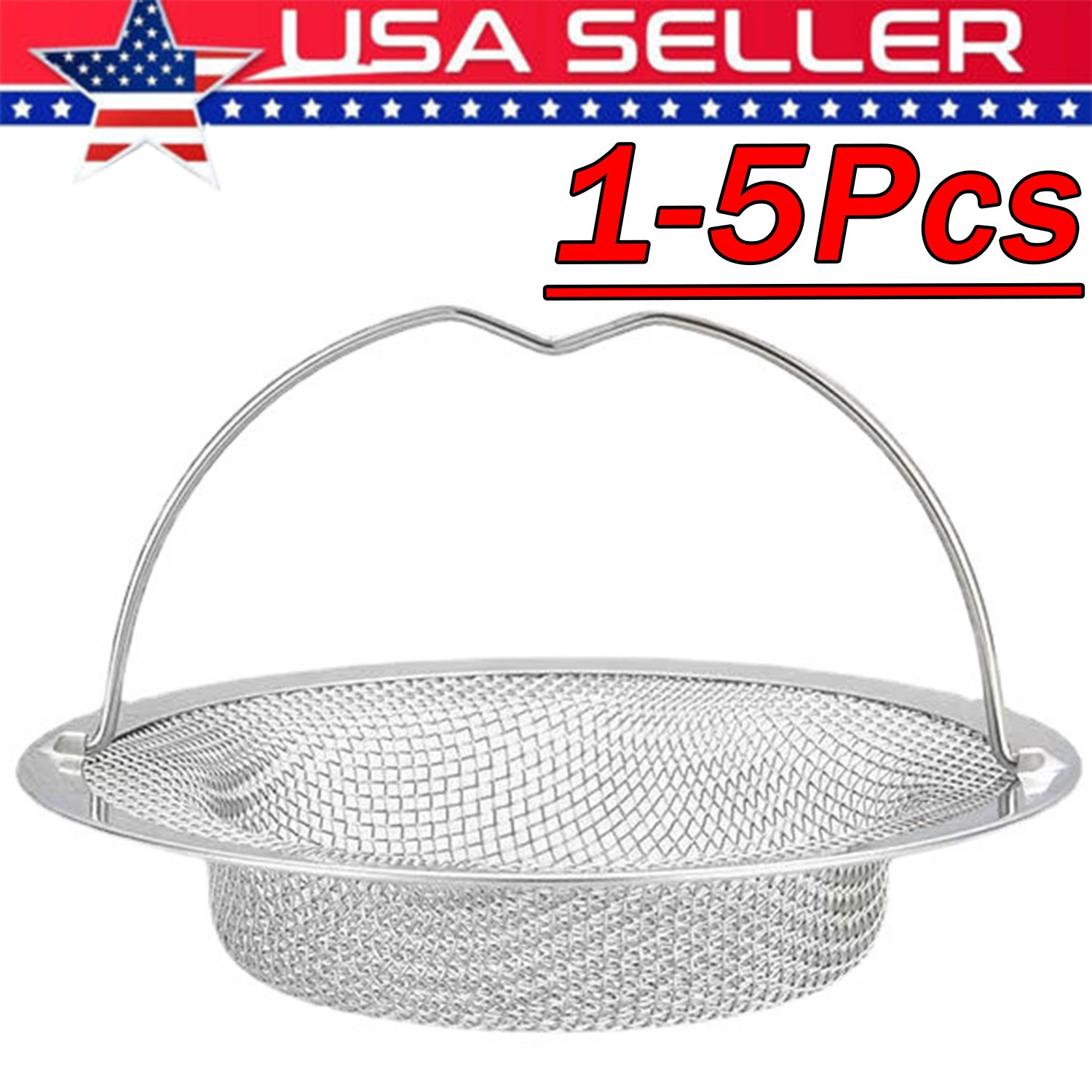 1-5 Kitchen Sink Strainer Large Wide Rim 4.5" Stainless Steel Mesh Drain Filter