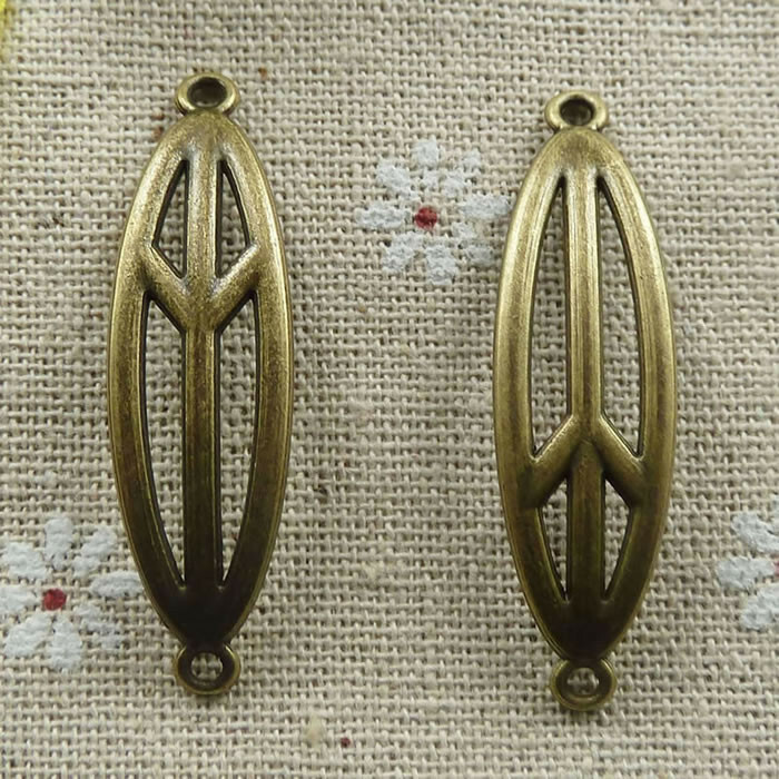 Free Ship 66 pcs Antique bronze peace symbol connectors 43x12mm L-052