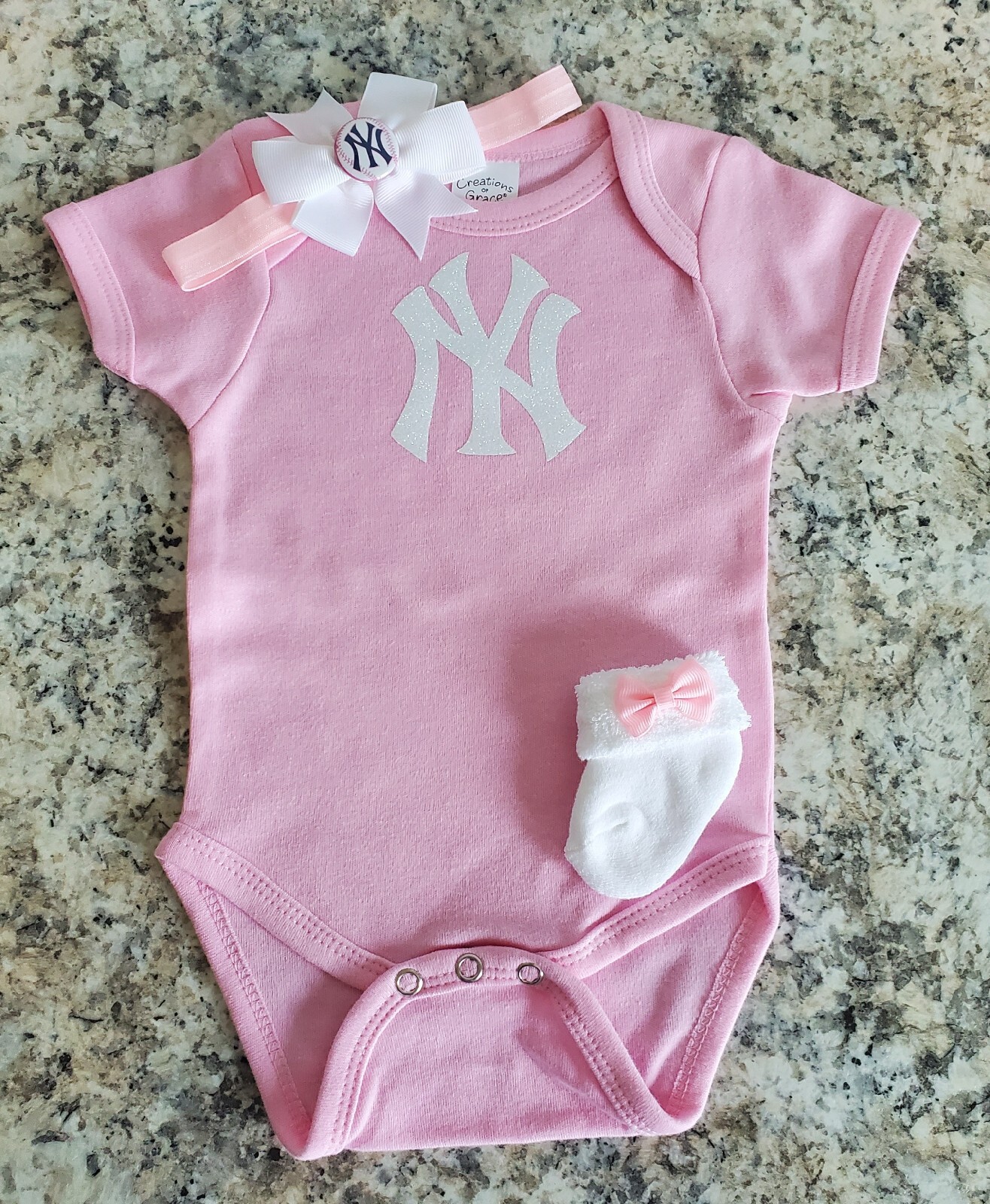 Yankees infant/baby girl clothes Yankees baby gift Yankees baseball baby gift