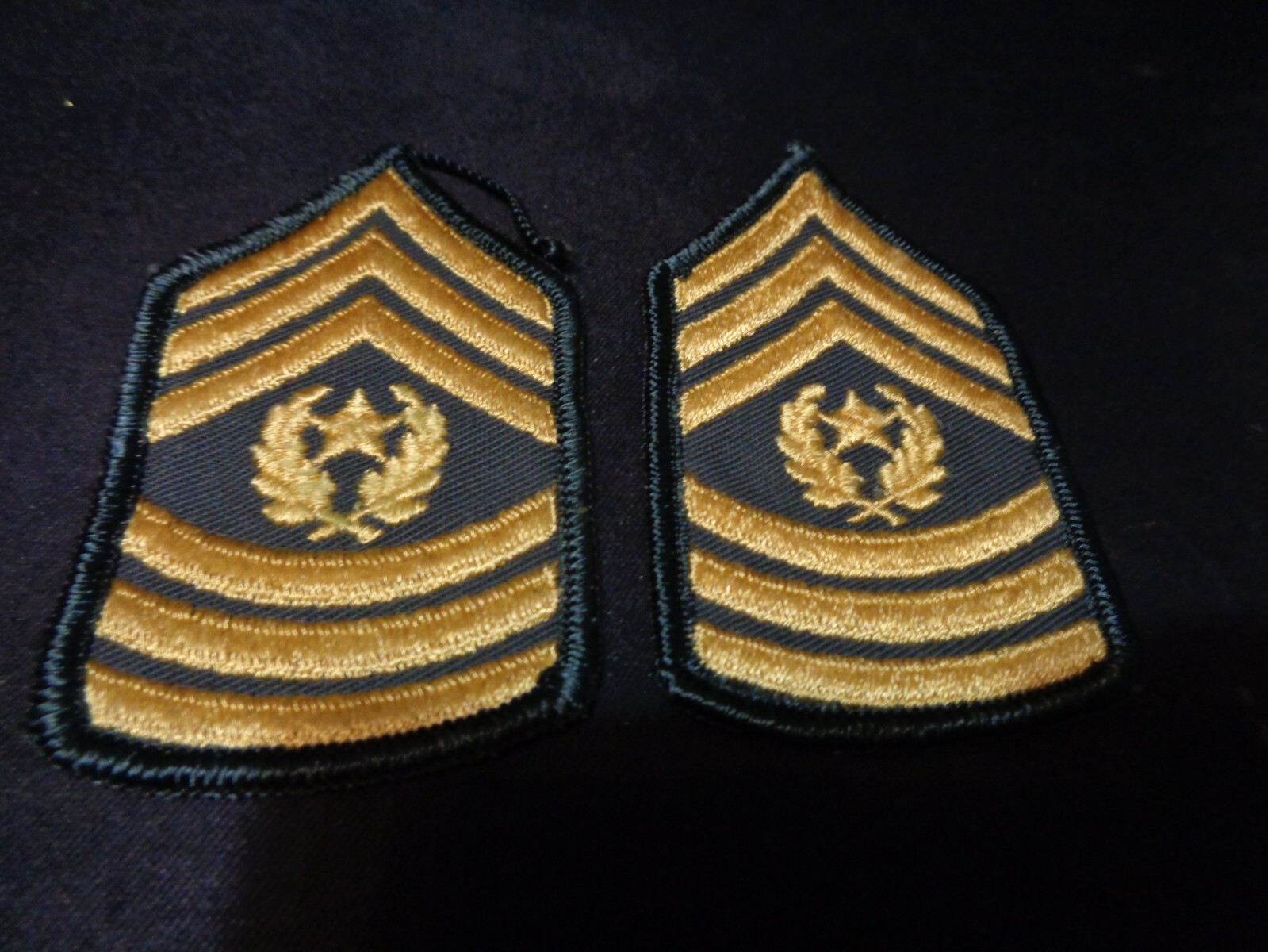 Pair (2) US Army Command Sergeant Major CSM Rank Insignia Patch Dress Greens 3"