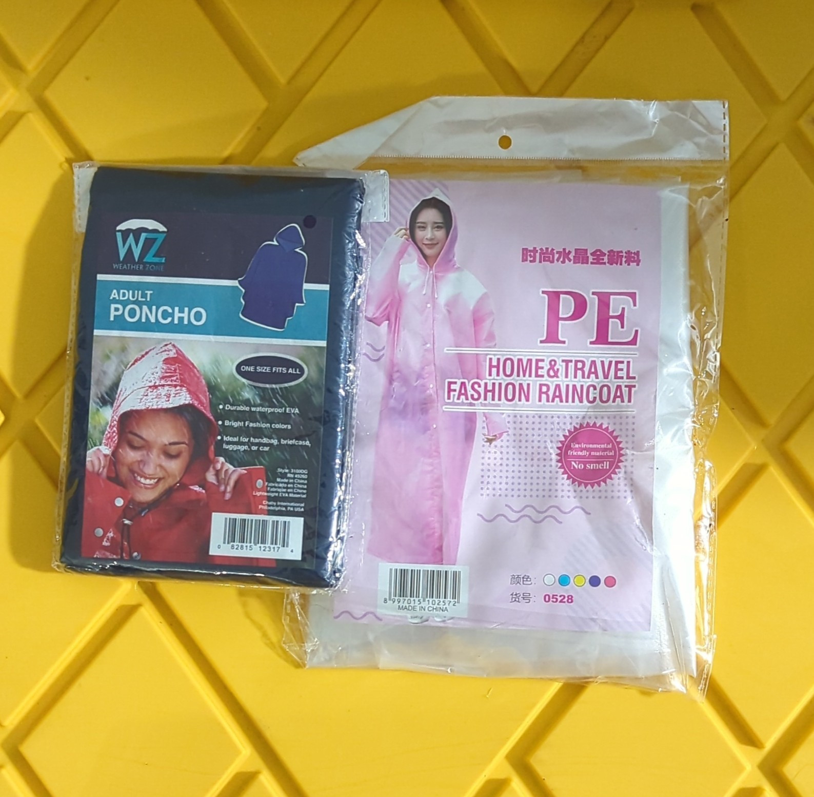 WZ Weather Zone Adult Poncho & PE Raincoat Set EVA PE Blue White Pink