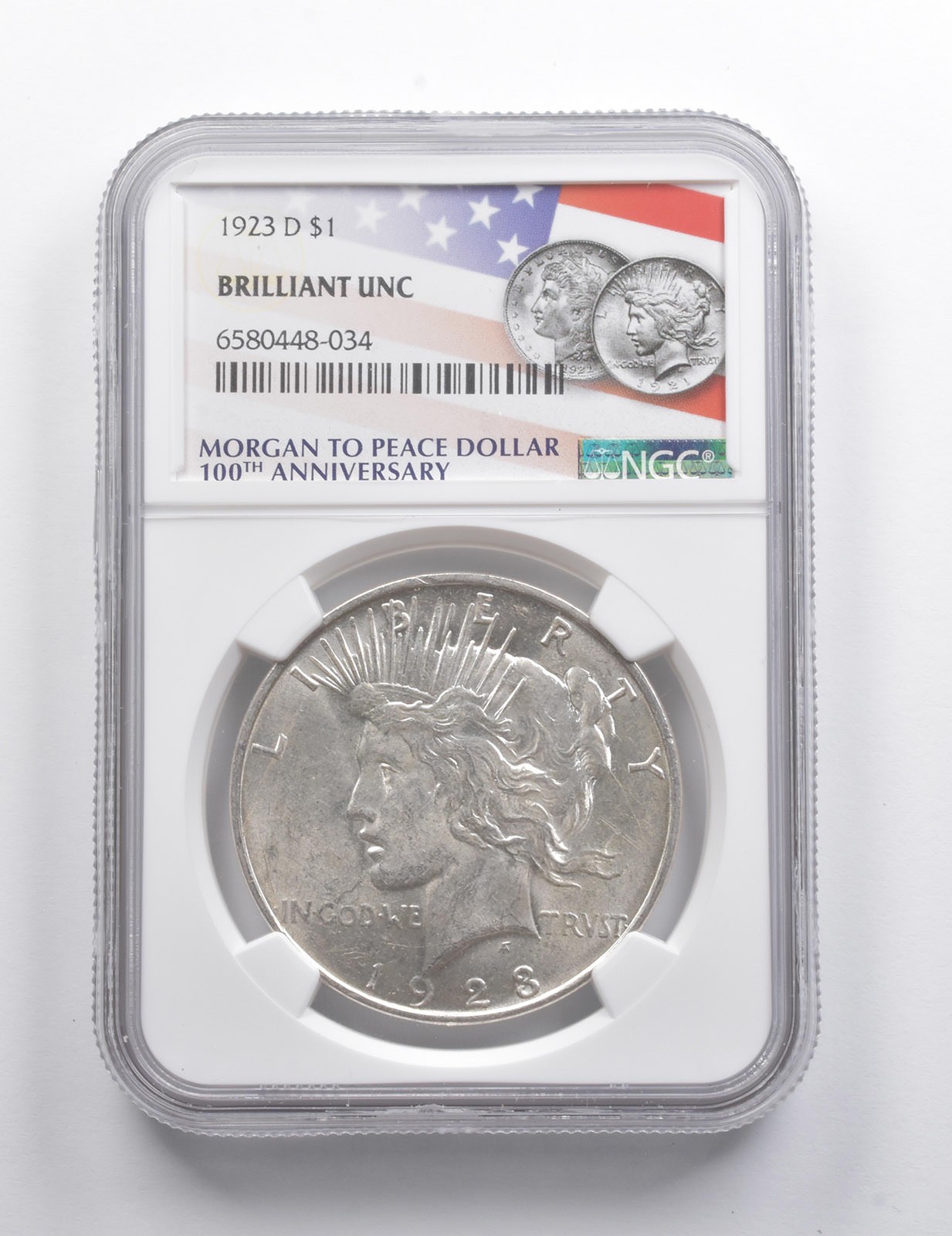 BU 1923-D Peace Silver Dollar 100th Anniversary NGC *7412