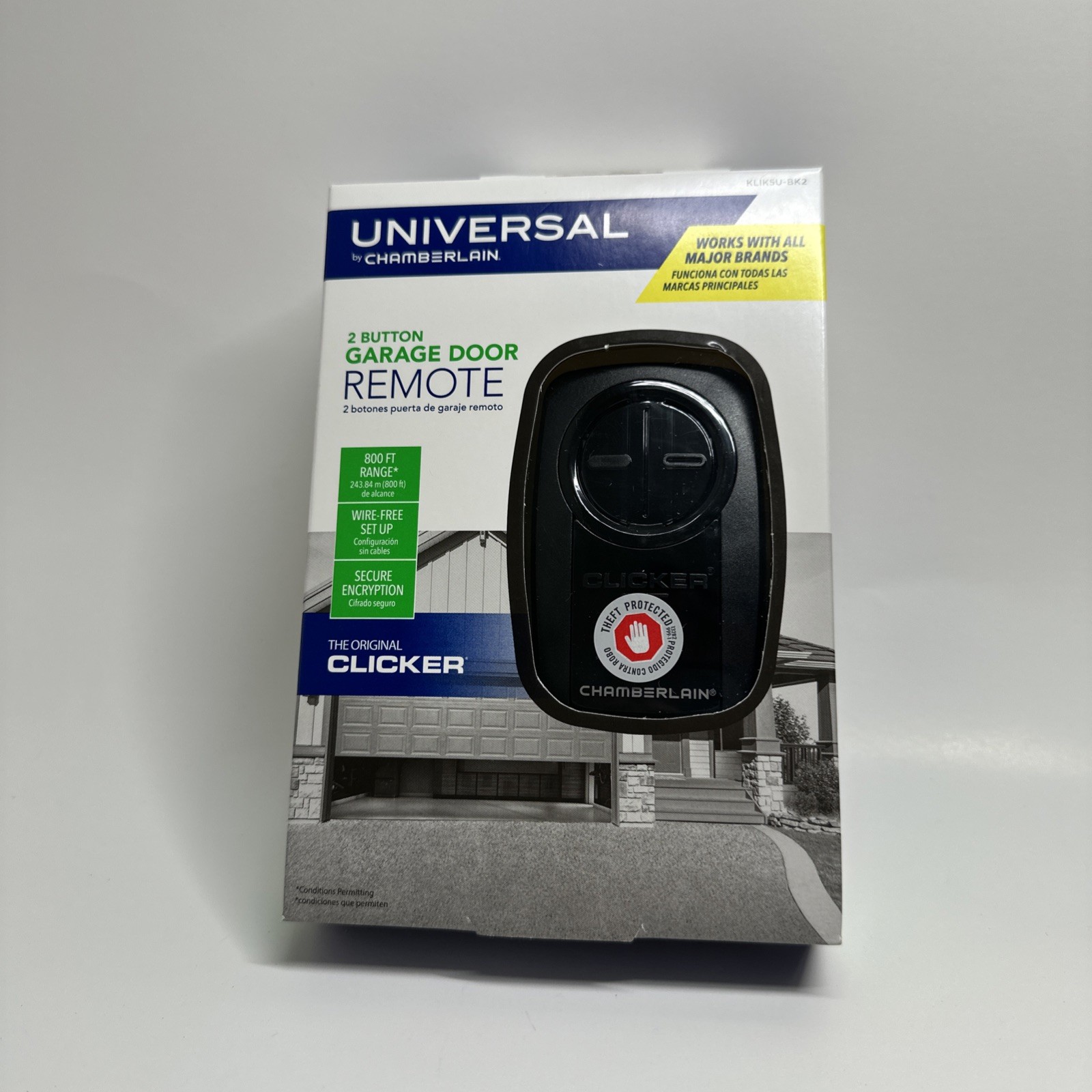 Chamberlain KLIK3U-BK Clicker Universal 2-Button Garage Door Opener Remote New