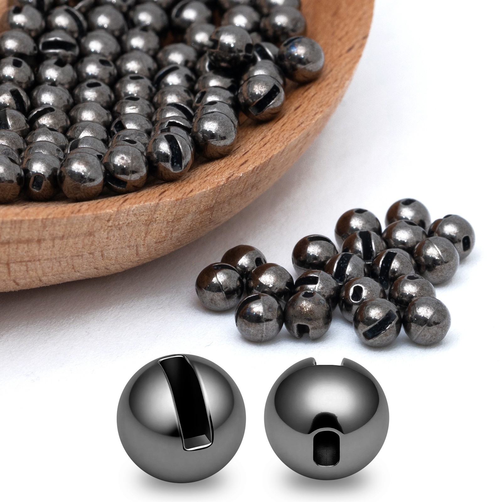 50pcs Tungsten Slotted Beads for Fly Tying Bead Heads Fast Sinking Deeper