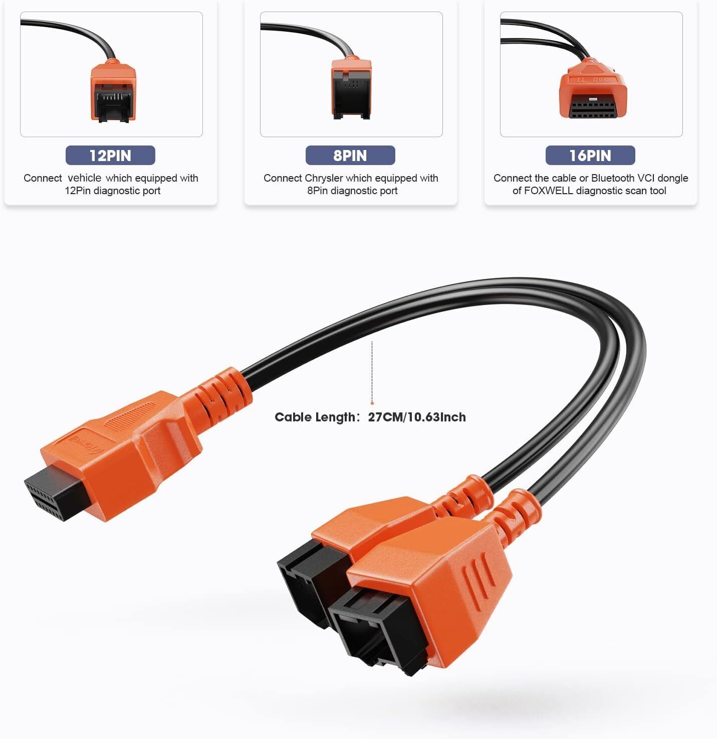 FOXWELL FCA 12+8 Programming Cable Connector Adapter for Chrysler/Dodge Scanner