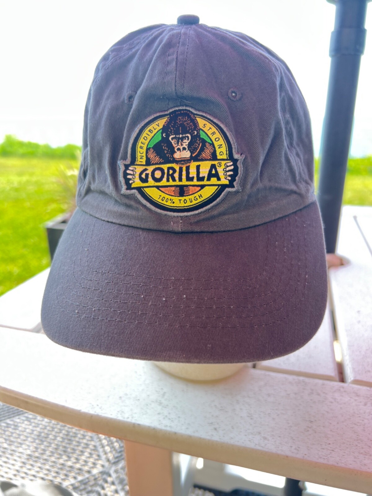 Gorilla Tape Logo on Gray Cotton Hat Cap Hook Loop Good Condition