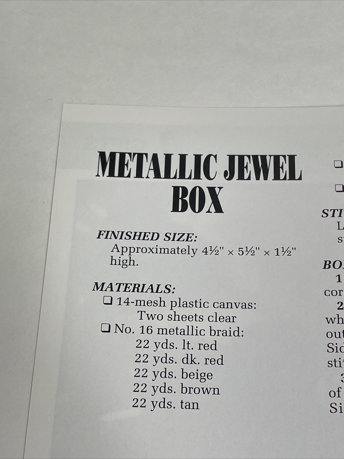 Metallic Jewel Box Annie's Plastic Canvas Pattern