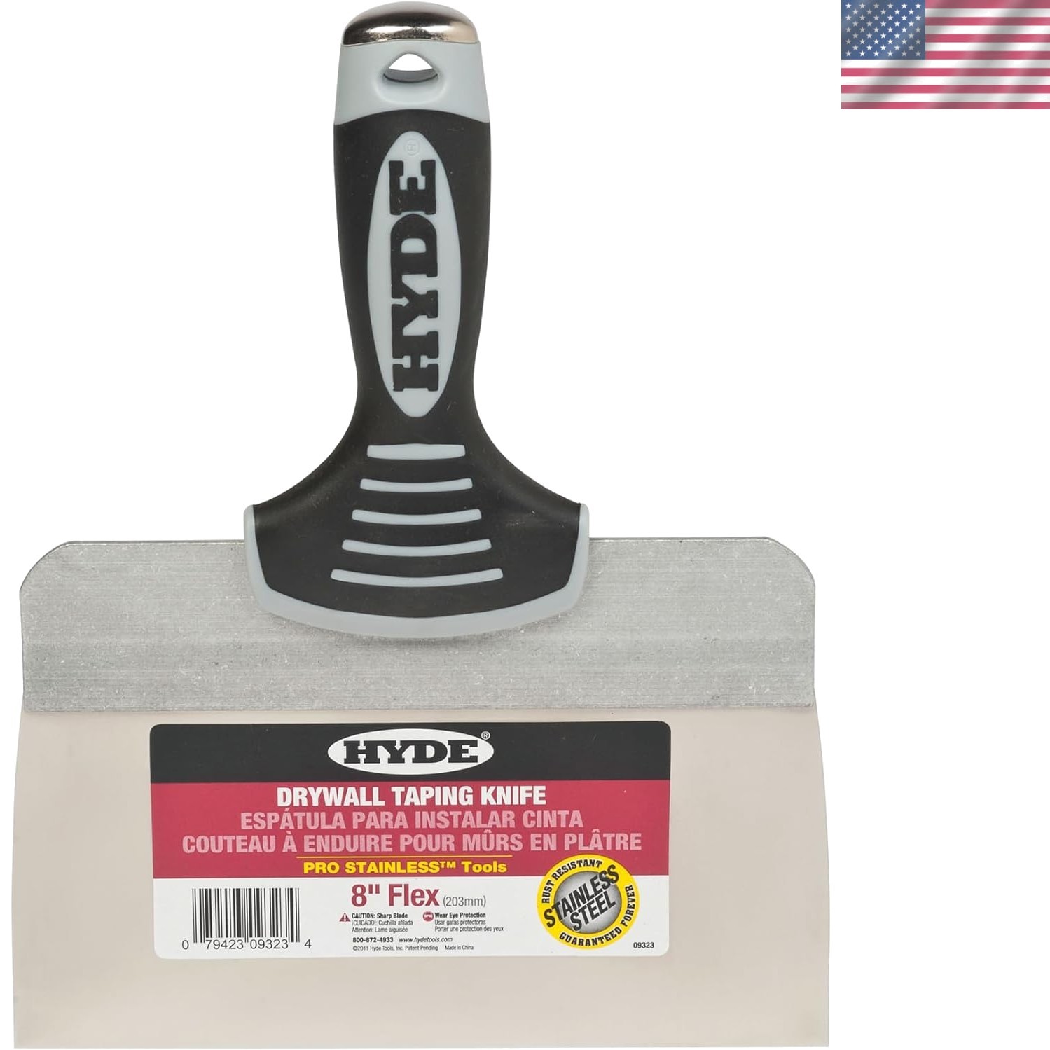Blue Stainless Steel Taping Knife - 8 Inches, Perfect for Finishing Drywall