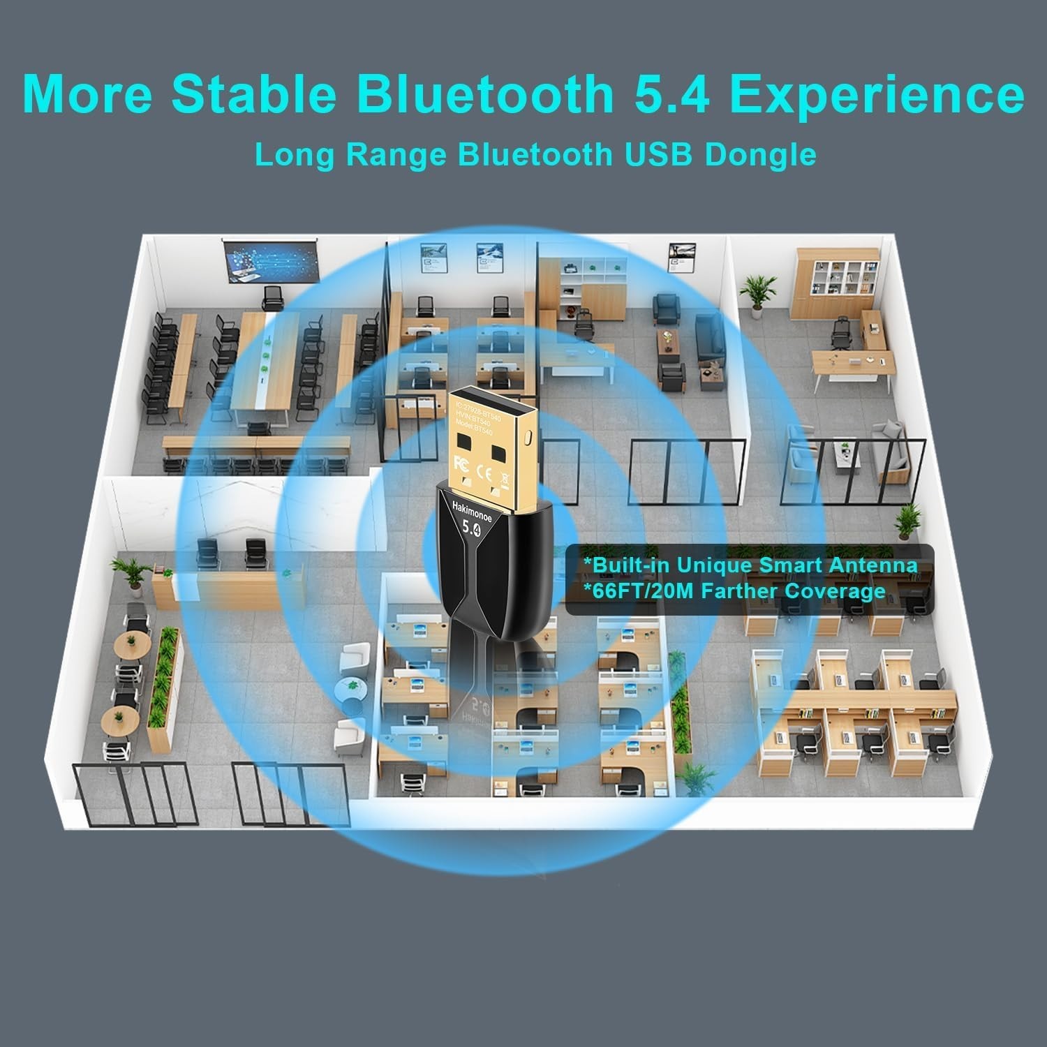 Enhanced Range Bluetooth 5.4 USB Dongle - Fast Connectivity for Wireless Devices