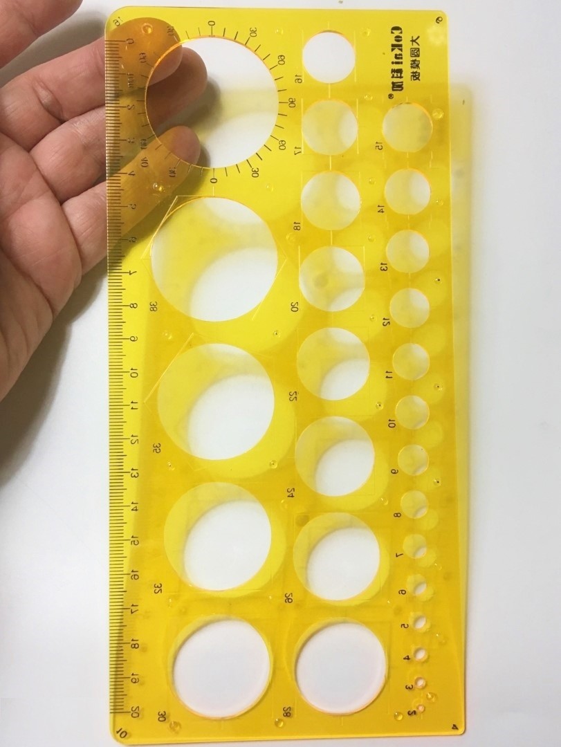 Morezmore M00197 1pc Circle Ruler Temple Bead Sizer Round Hole Plastic Ruler