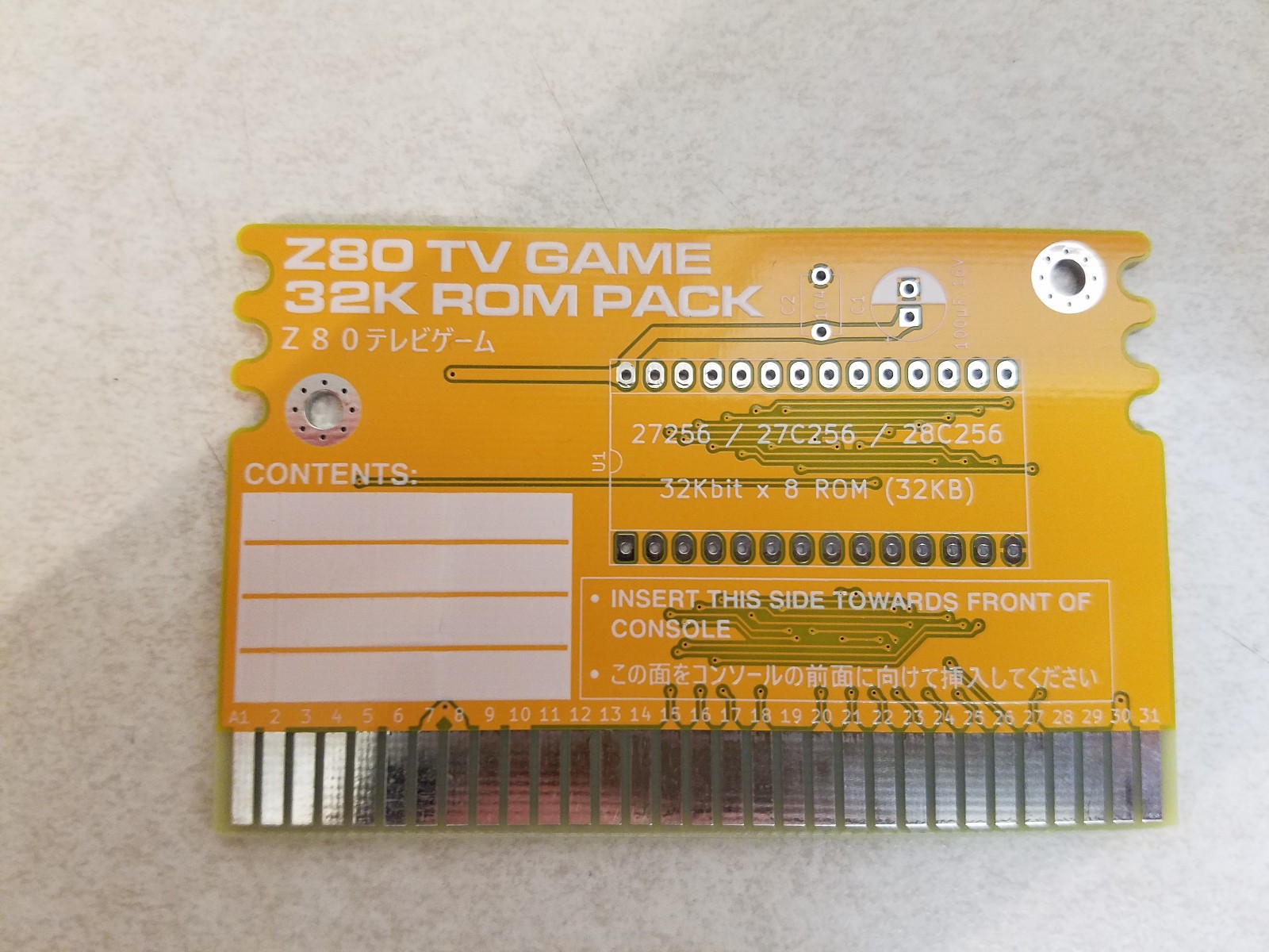 Z80 TV Game Cartridge PCB by Alex J Lowry, Yellow, PCB Only, US Seller