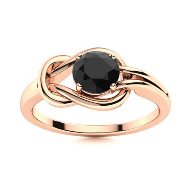 5MM Round Black Pearl Infinity Love Knot Ring 925 Sterling Silver Rose Plated